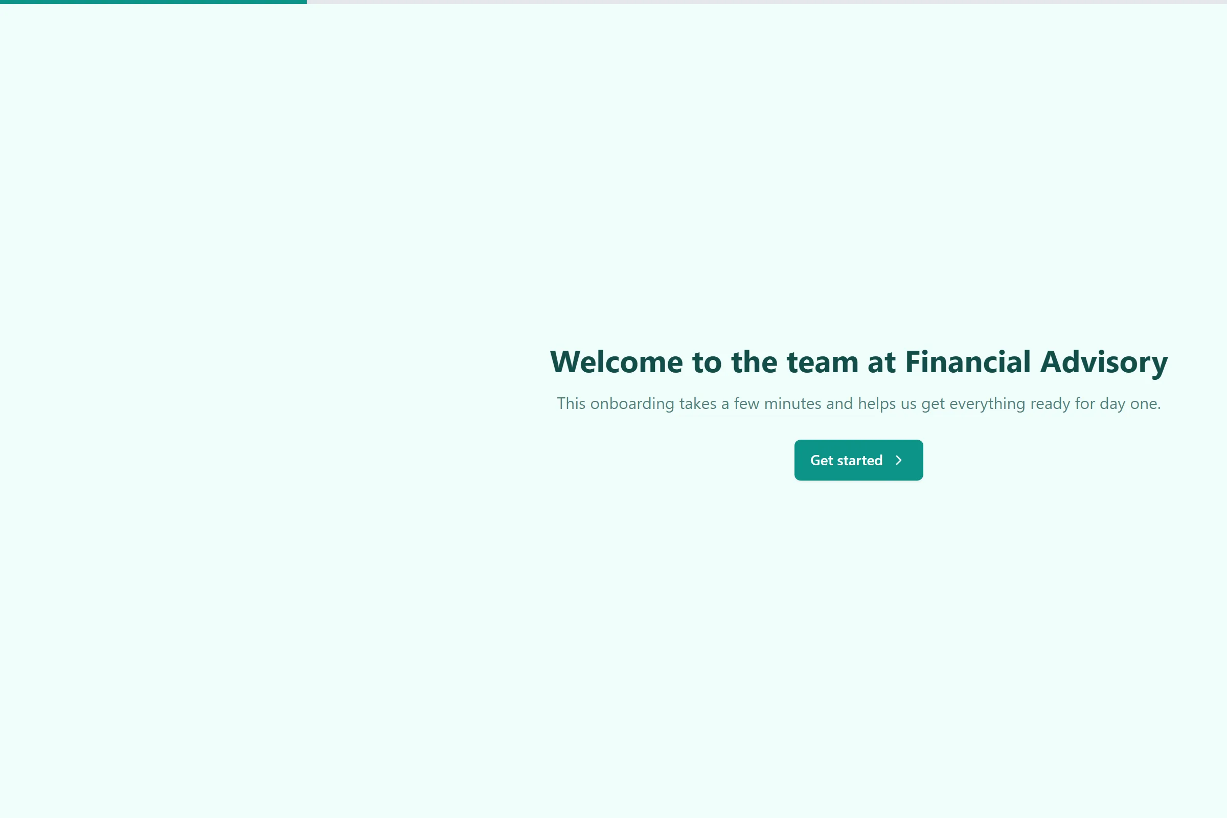 Financial Advisory New Starter Onboarding template preview