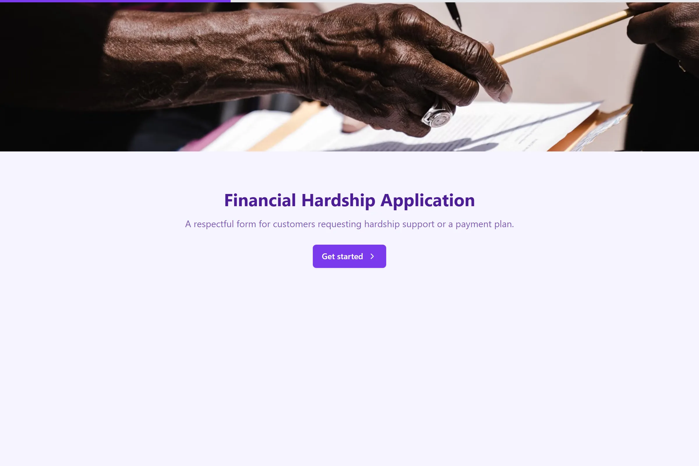 Financial Hardship Application template preview