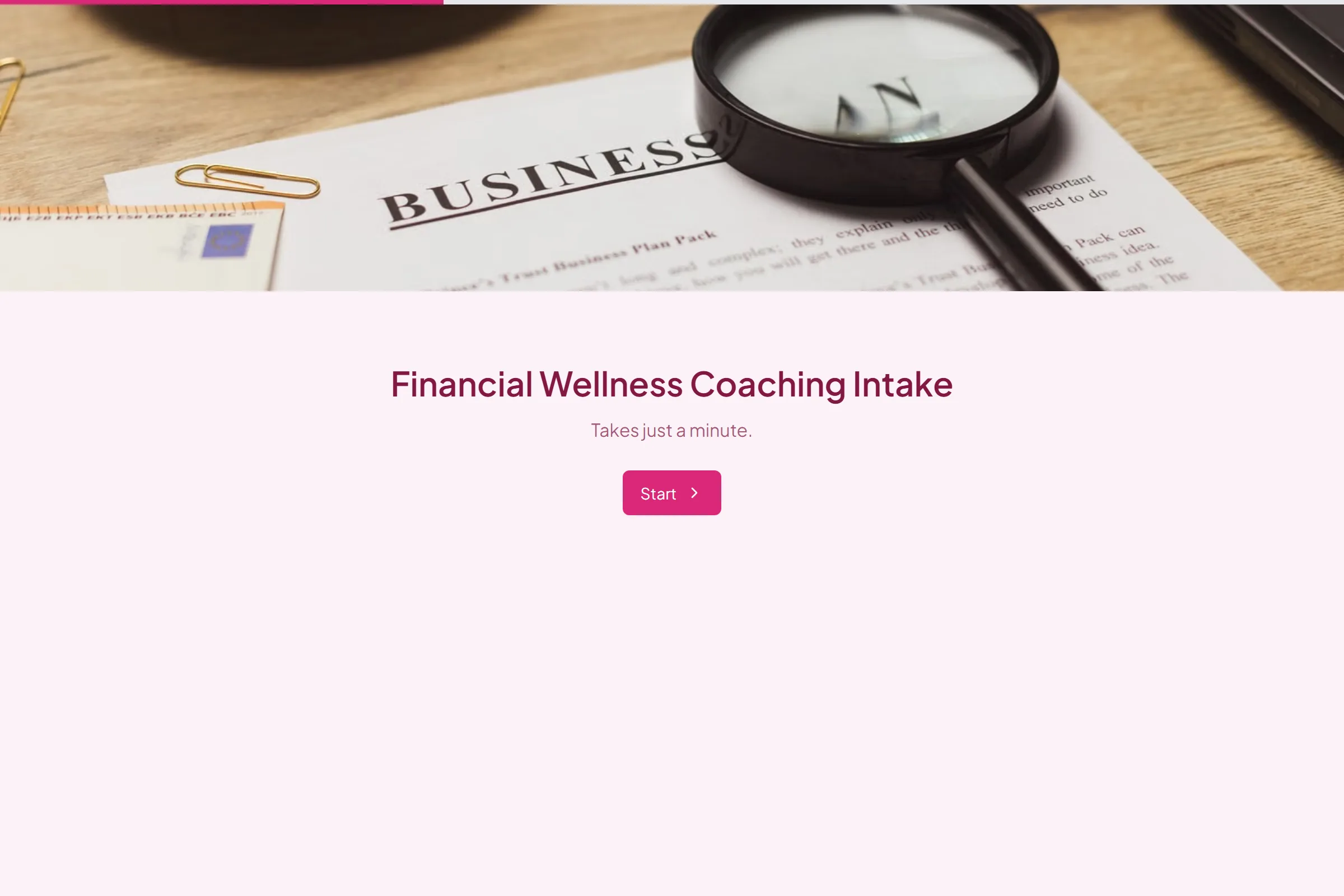 Financial Wellness Coaching Intake template preview
