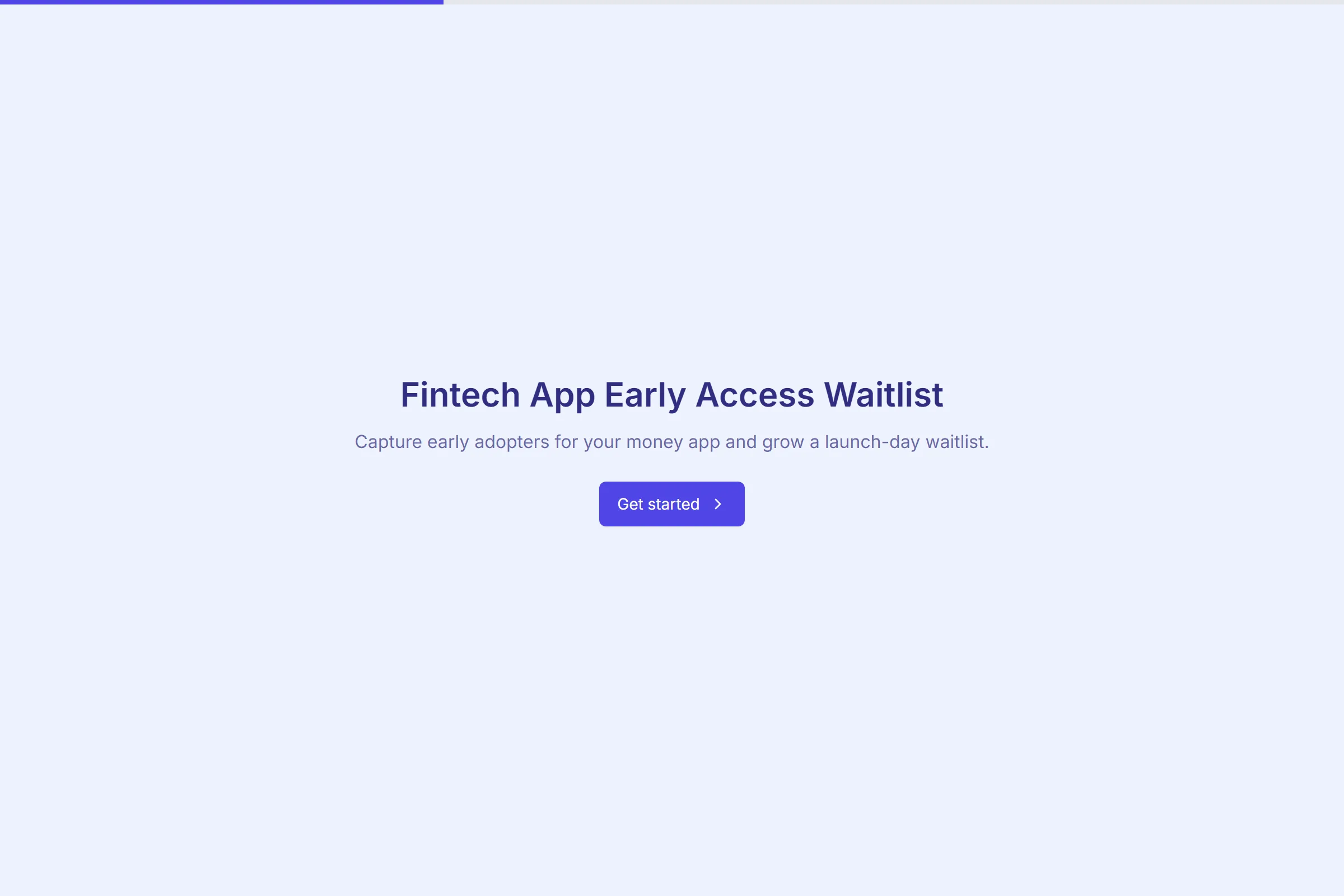 Fintech App Early Access Waitlist template preview