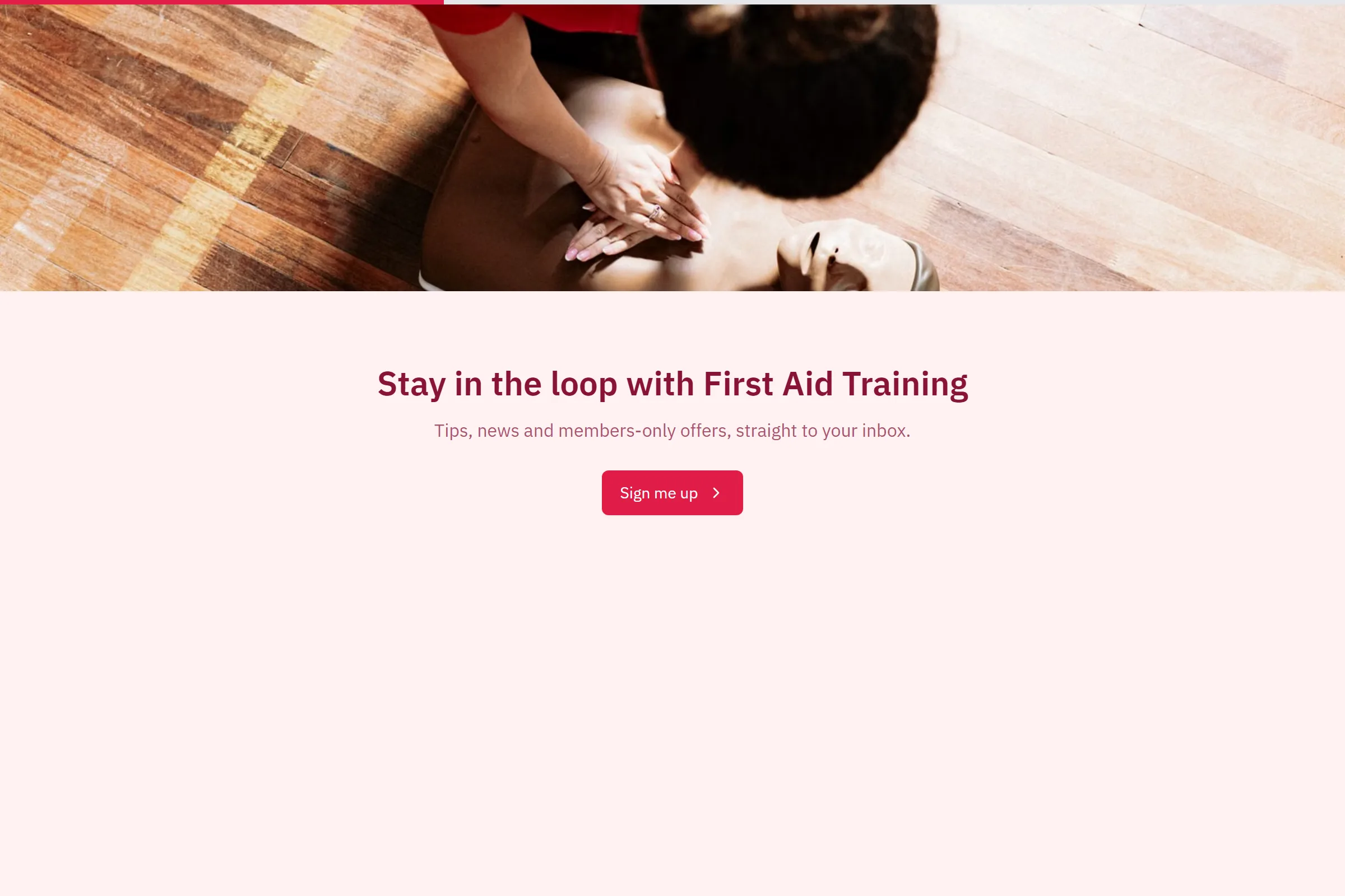First Aid Training Newsletter & Updates Signup template preview