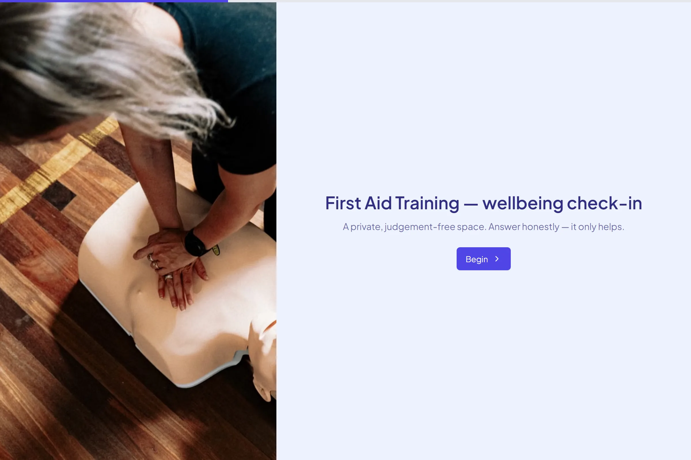 First Aid Training Wellbeing Check-in template preview