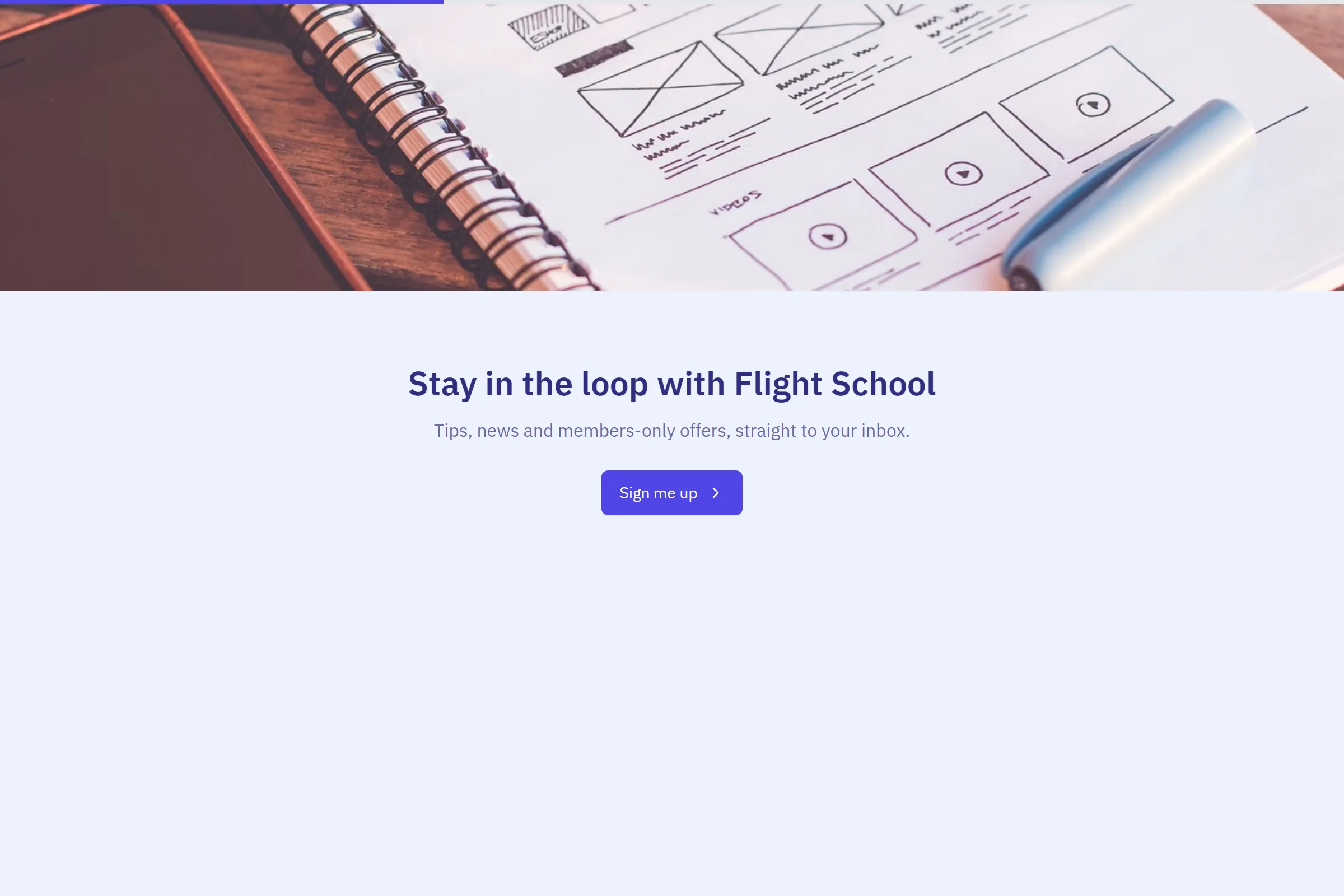 Flight School Newsletter & Updates Signup template preview