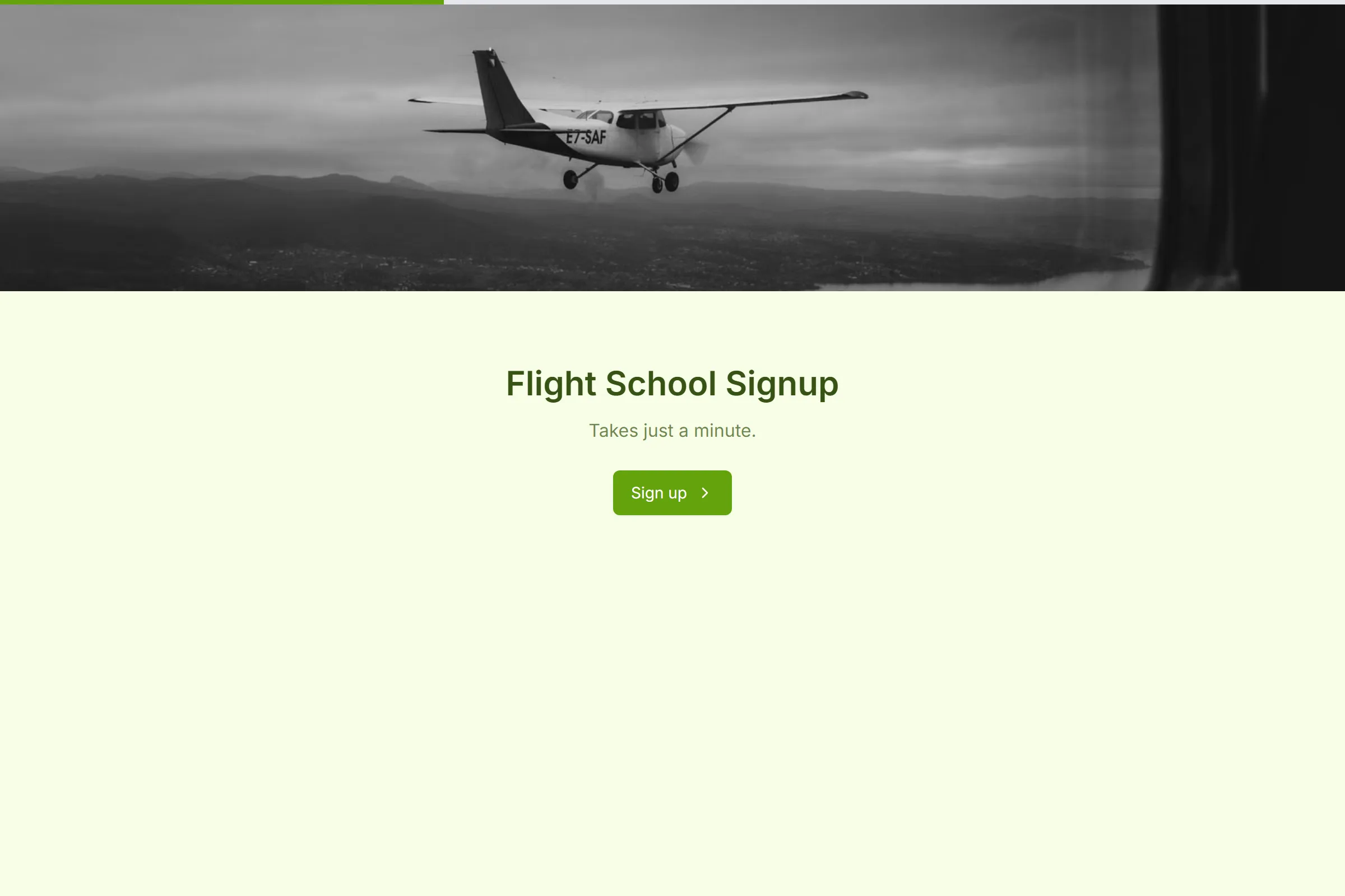 Flight School Signup template preview