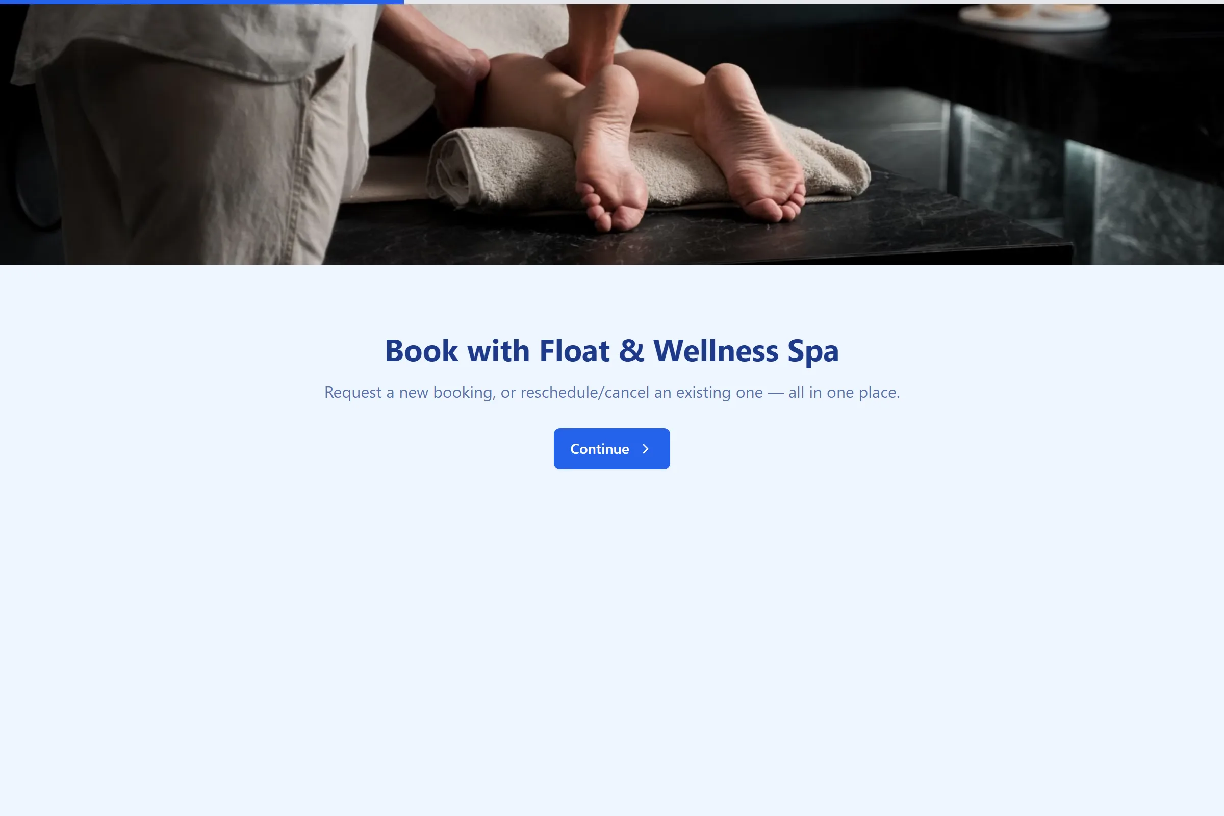 Float & Wellness Spa Reschedule / Cancel Request template preview
