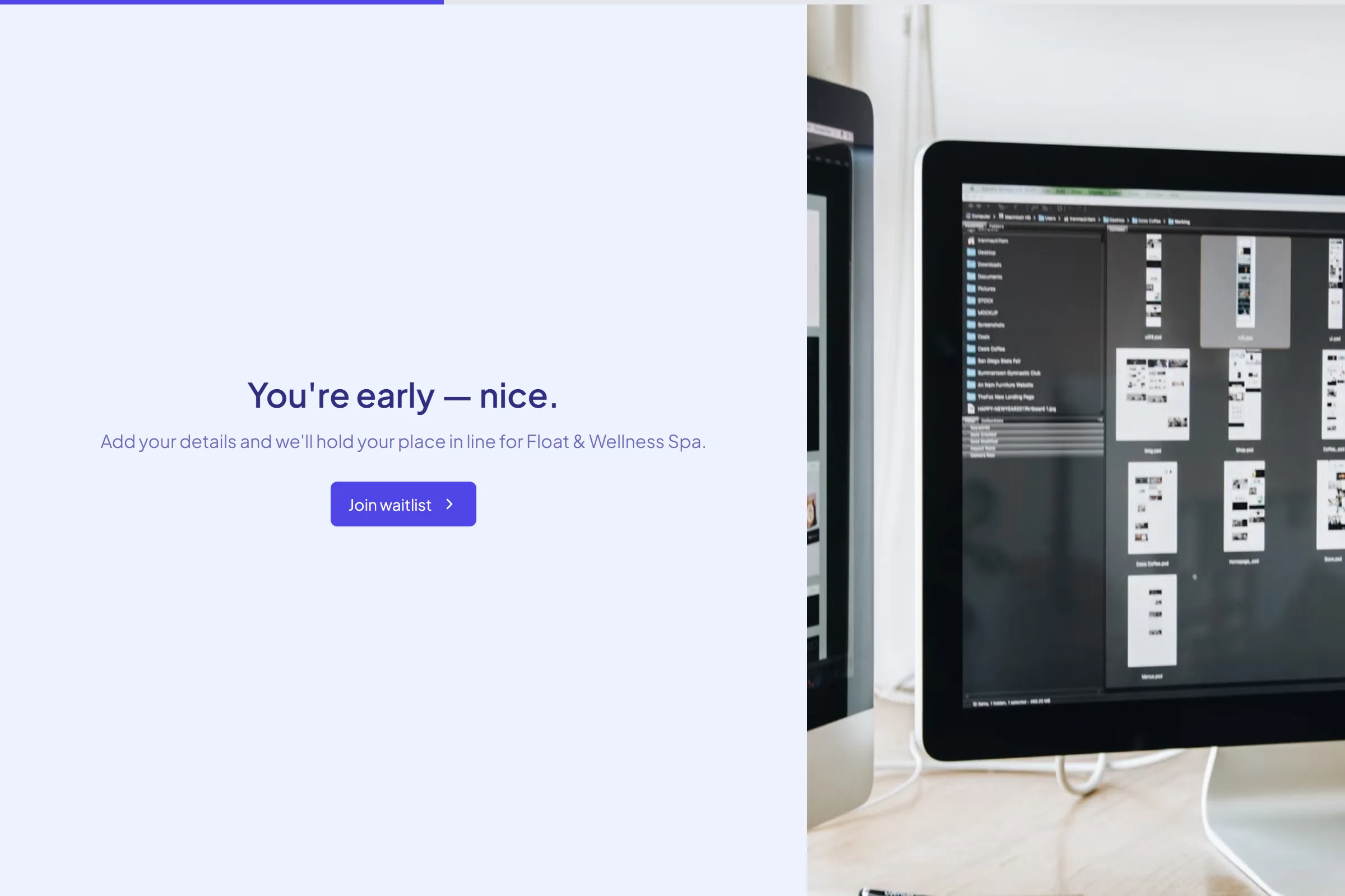 Float & Wellness Spa Waitlist template preview