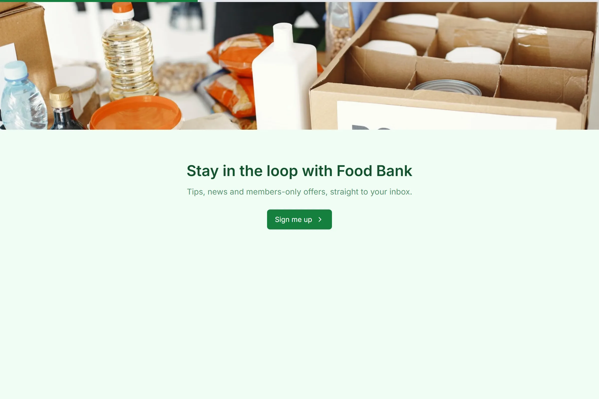 Food Bank Newsletter & Updates Signup template preview