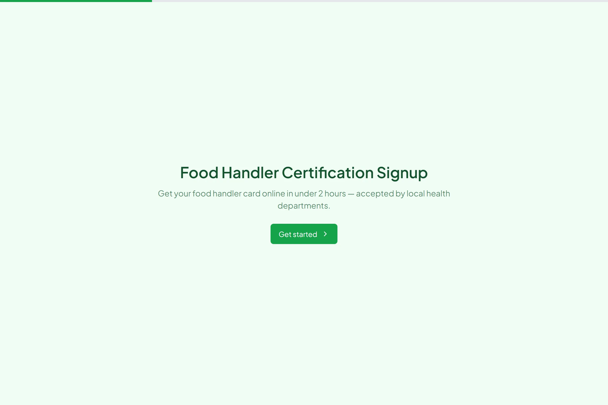 Food Handler Certification Signup template preview