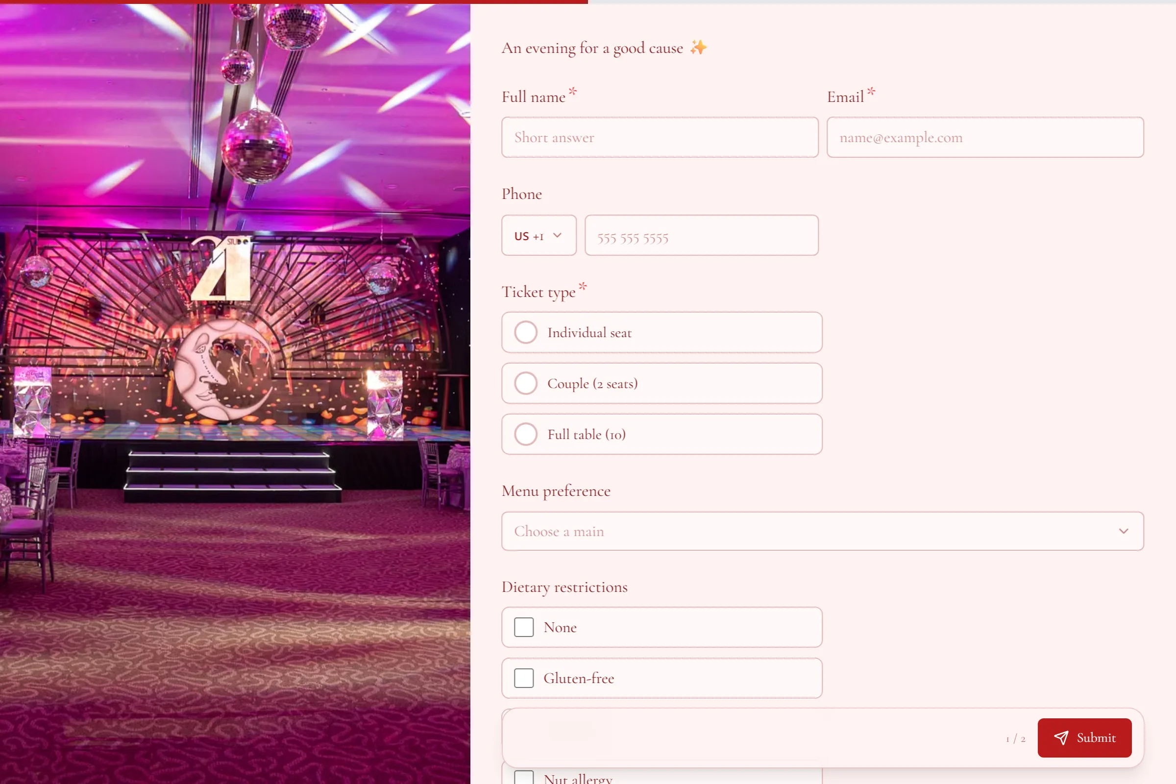 Gala & Fundraiser Registration template preview