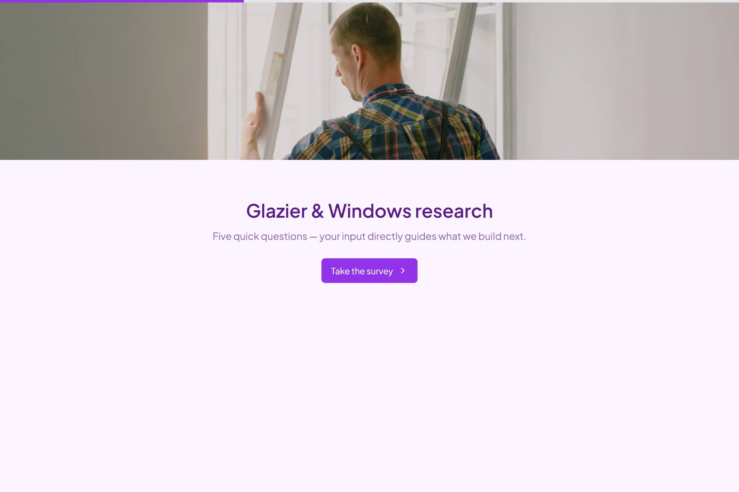 Glazier & Windows Market Research Survey template preview