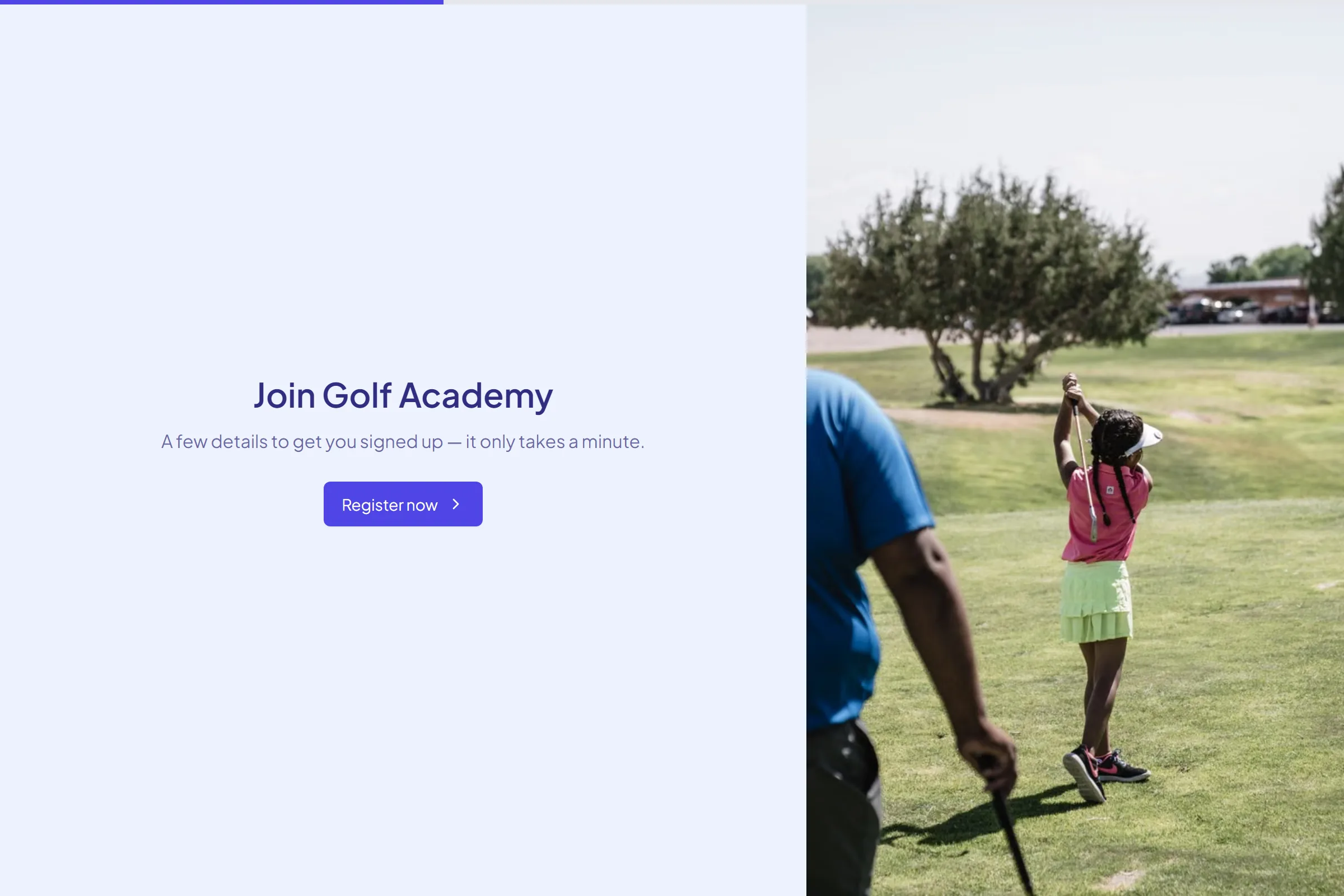 Golf Academy Class Registration template preview