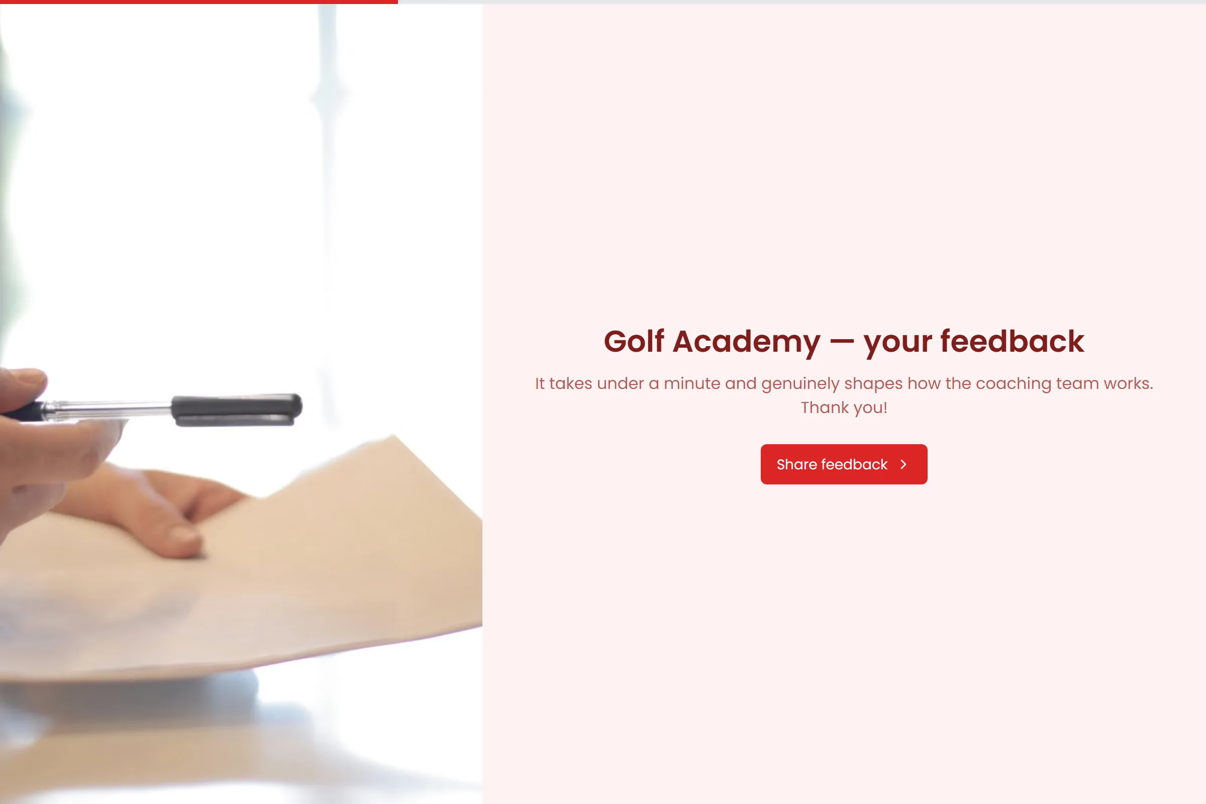 Golf Academy Satisfaction Survey template preview