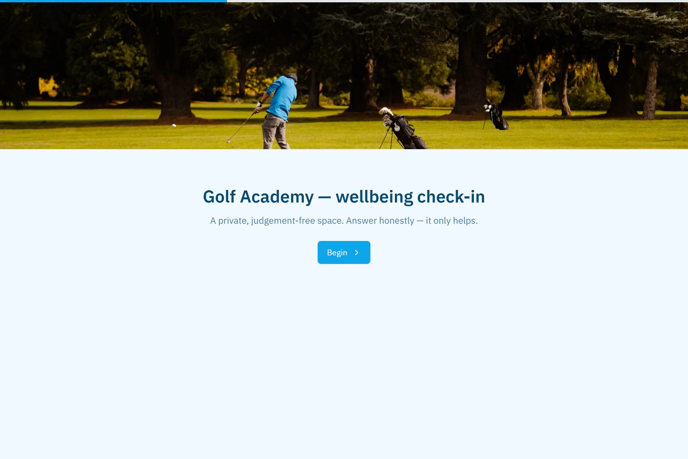 Golf Academy Wellbeing Check-in template preview