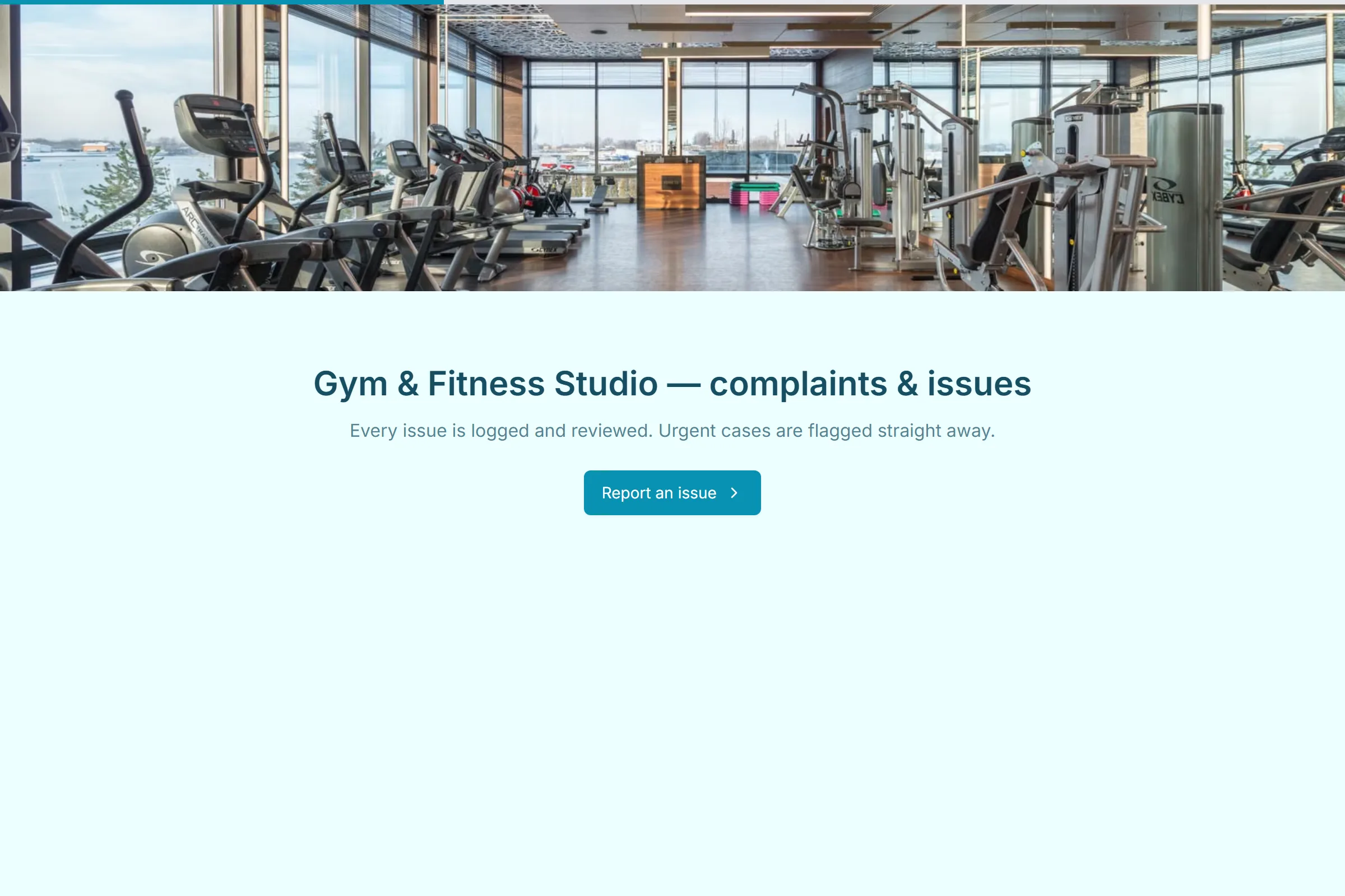 Gym & Fitness Studio Complaint / Issue Form template preview