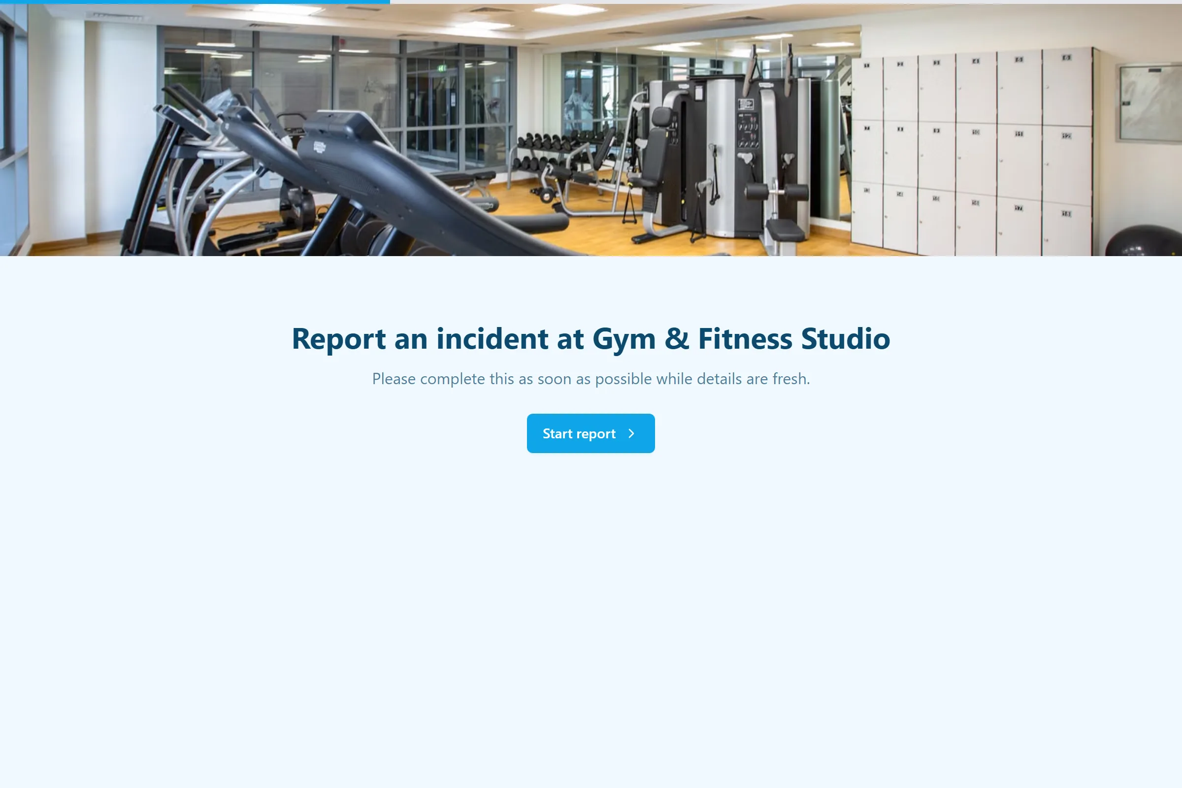 Gym & Fitness Studio Incident Report template preview