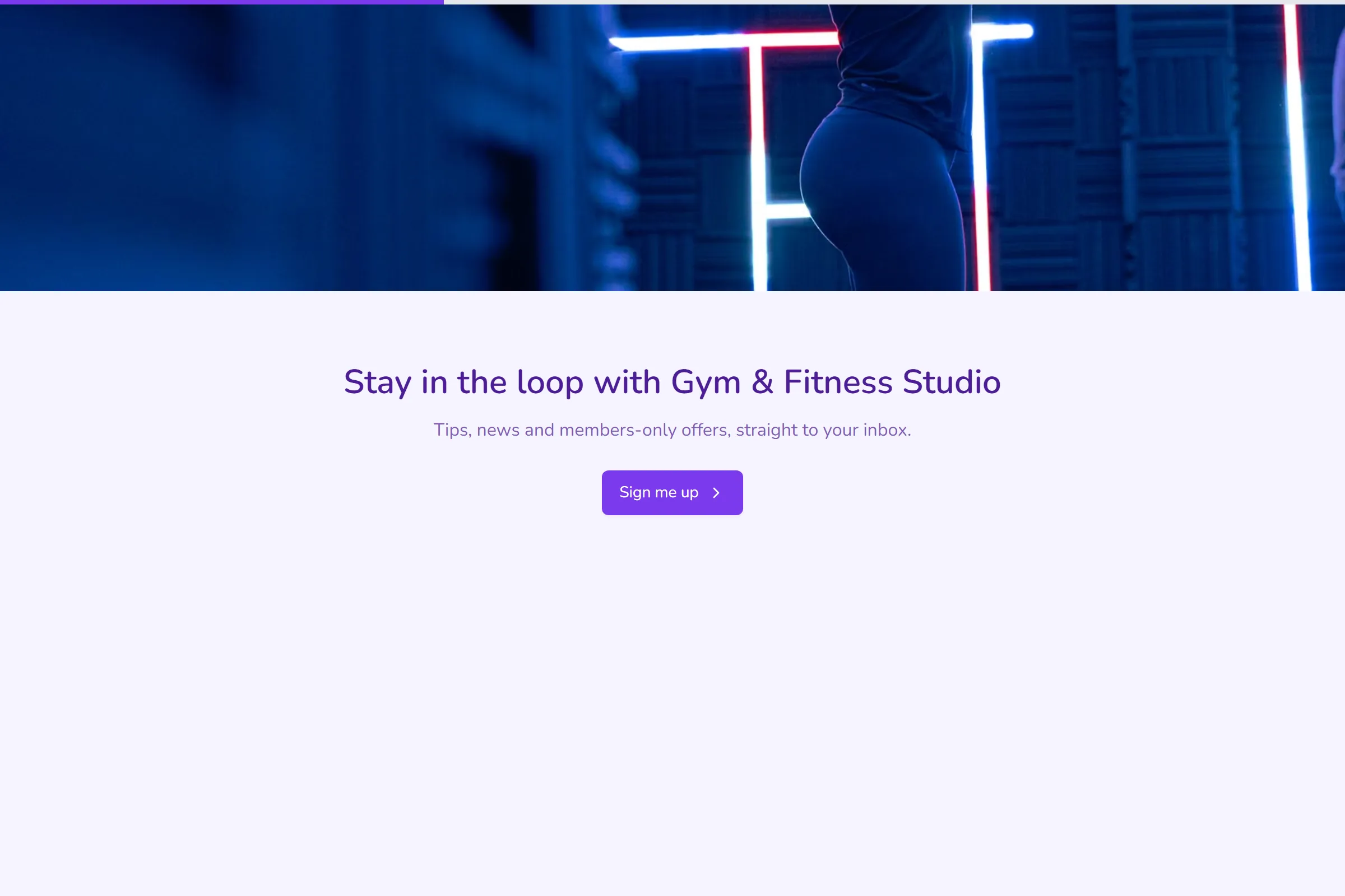 Gym & Fitness Studio Newsletter & Updates Signup template preview