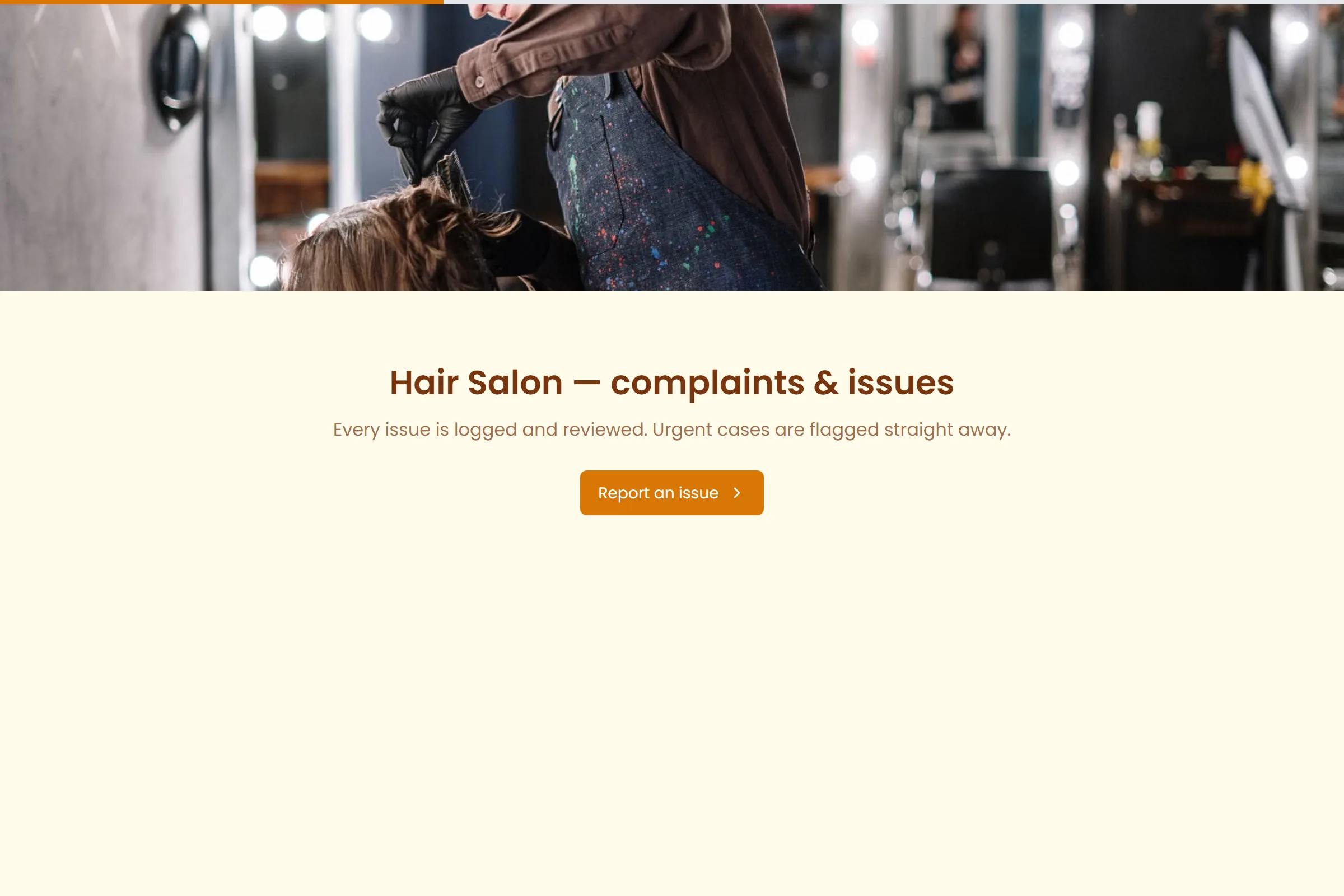 Hair Salon Complaint / Issue Form template preview
