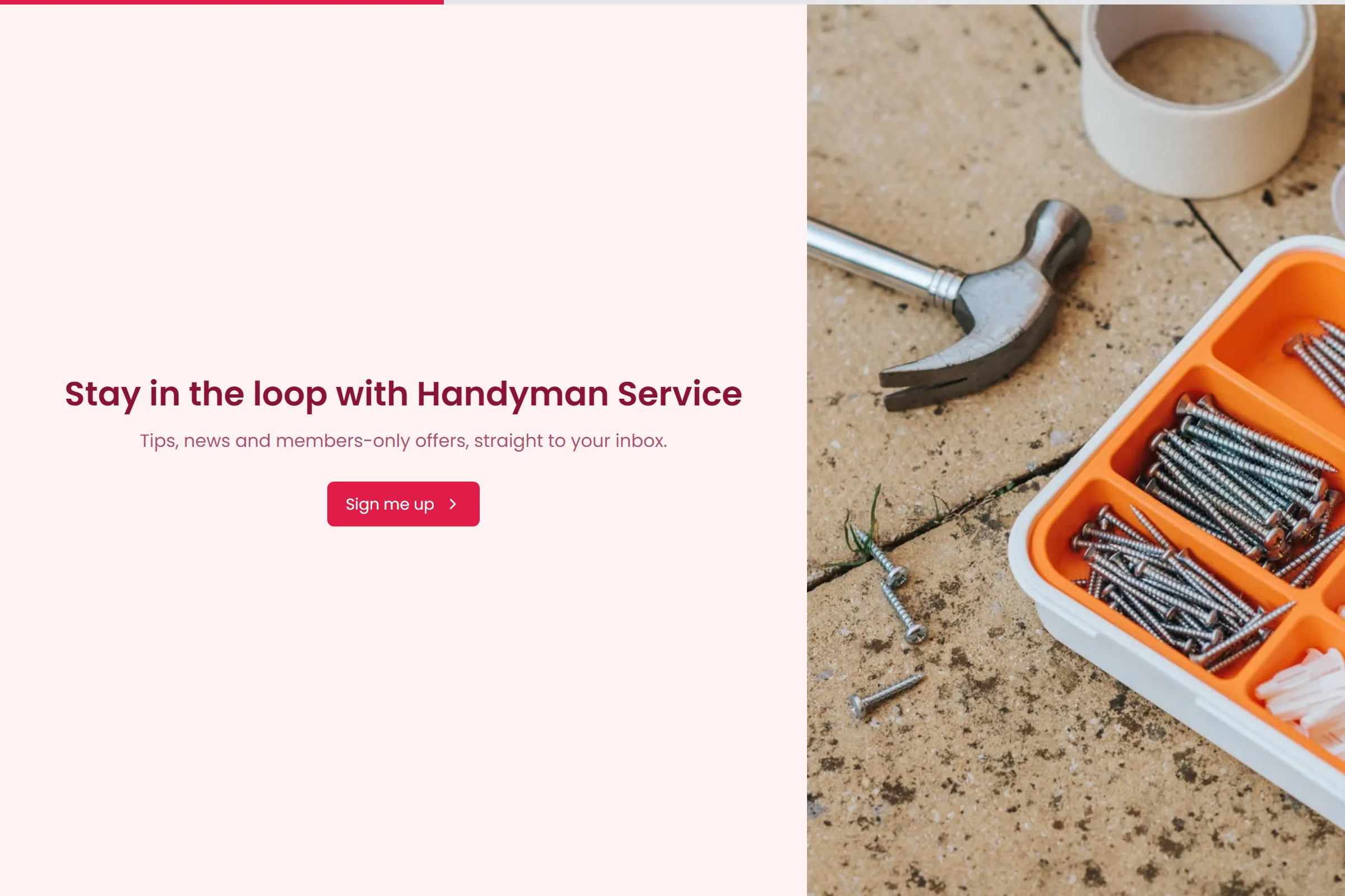 Handyman Service Newsletter & Updates Signup template preview