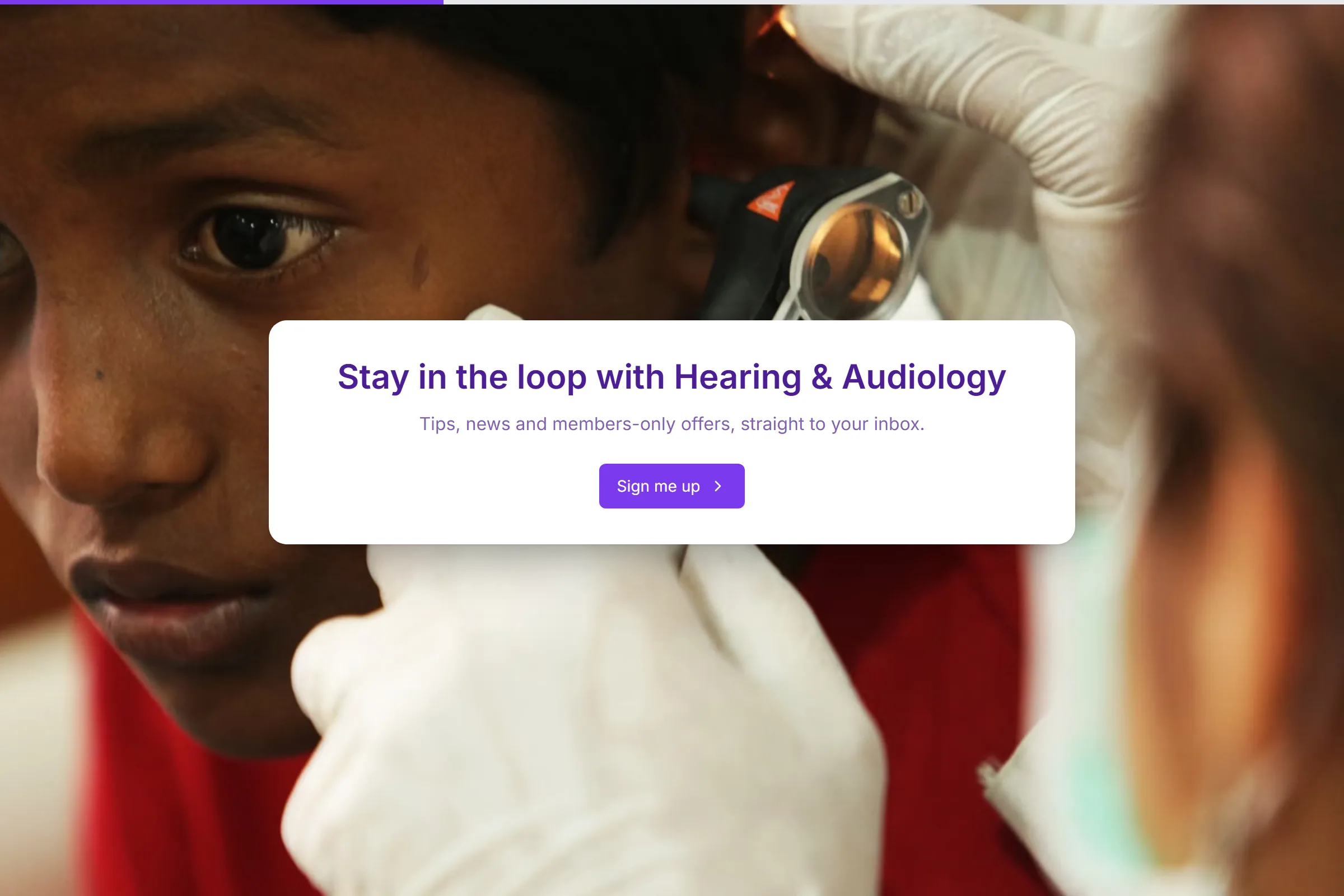 Hearing & Audiology Newsletter & Updates Signup template preview