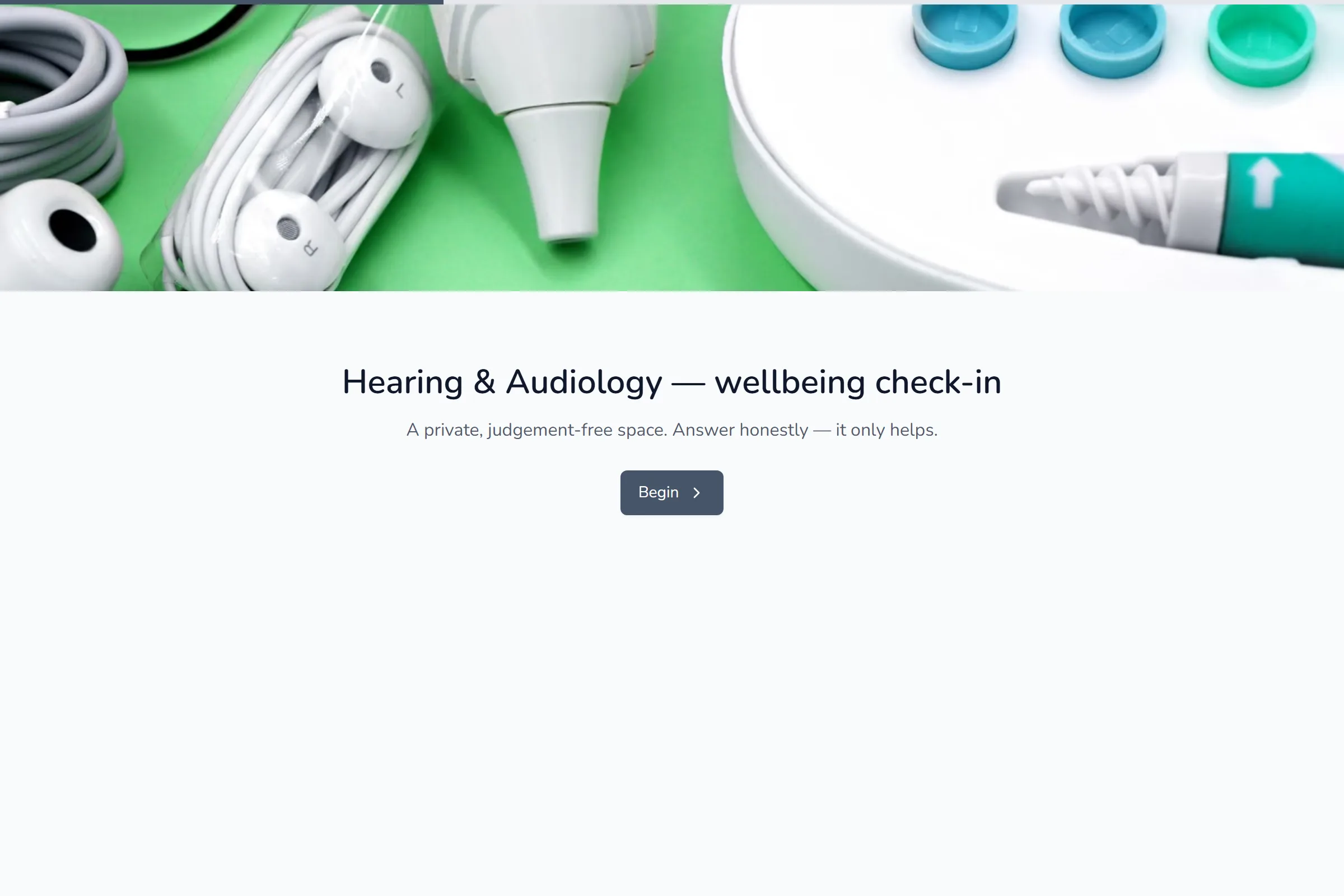 Hearing & Audiology Wellbeing Check-in template preview