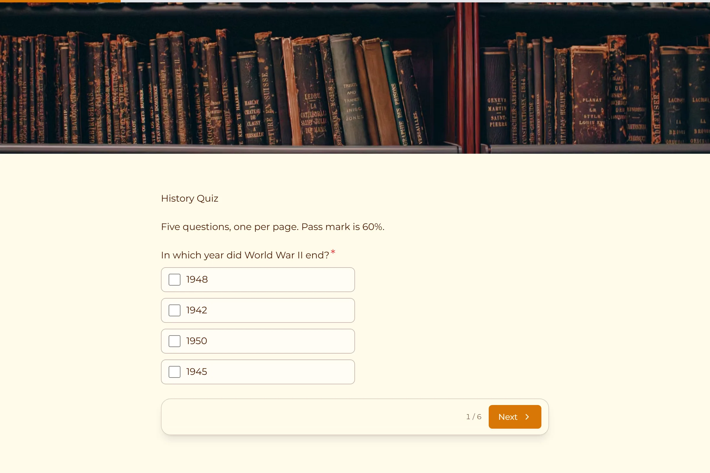 History Quiz template preview