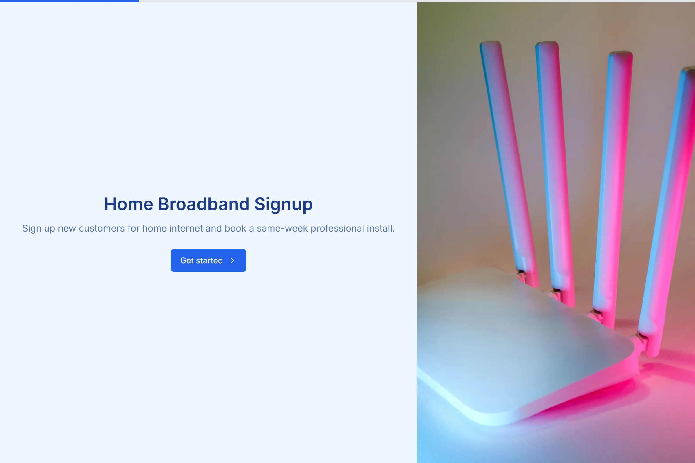 Home Broadband Signup template preview