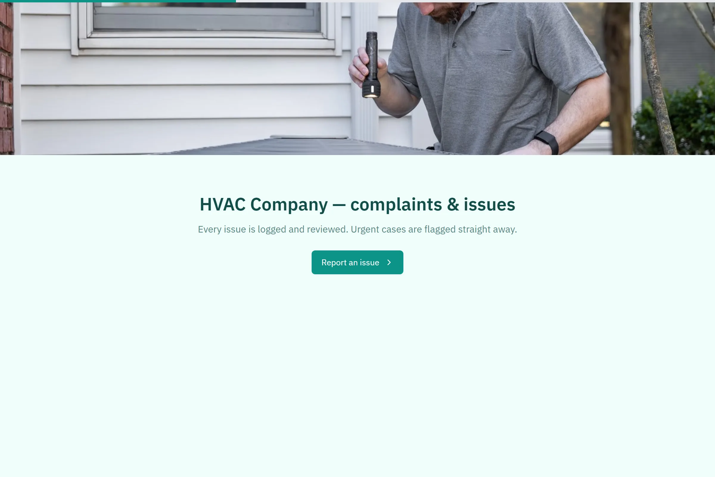 HVAC Company Complaint / Issue Form template preview