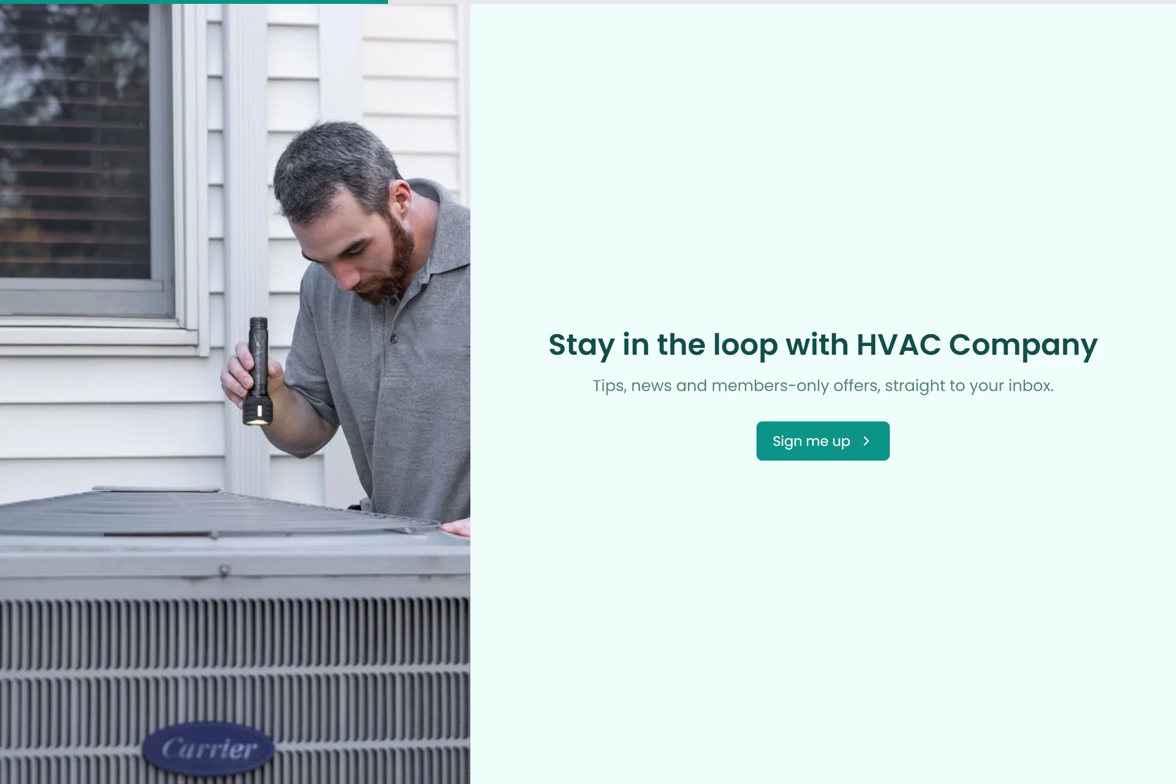 HVAC Company Newsletter & Updates Signup template preview