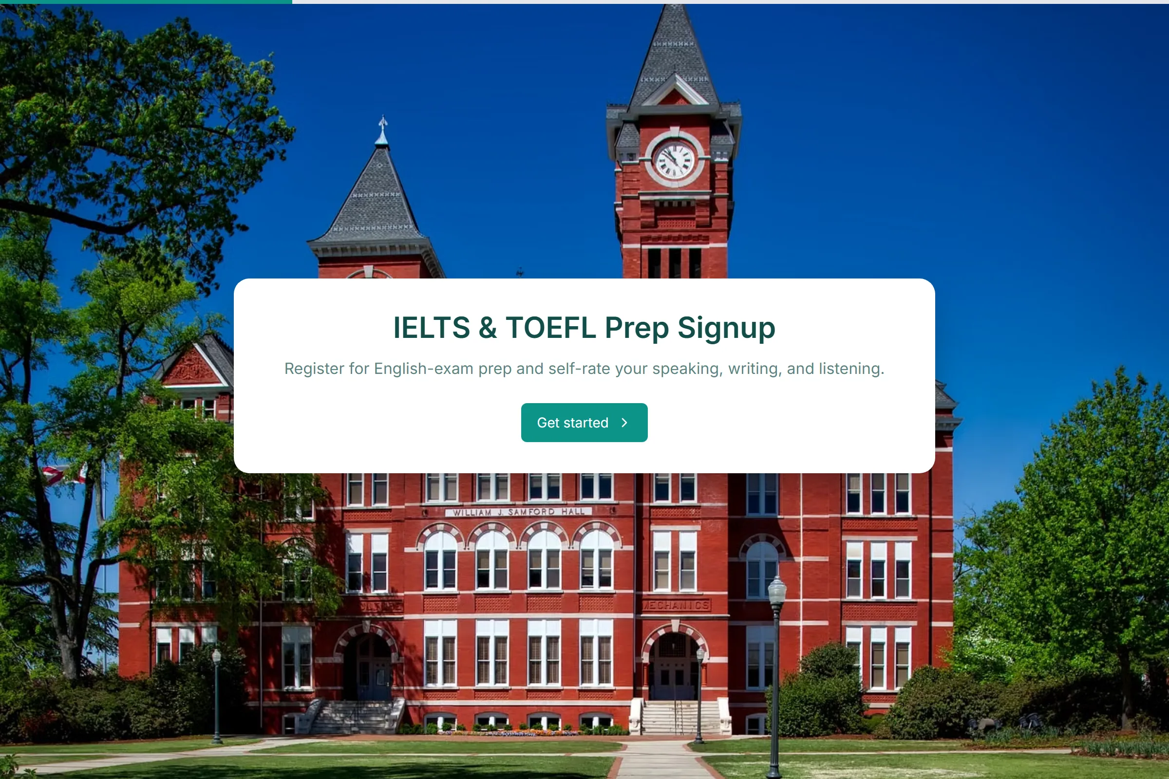 IELTS & TOEFL Prep Signup template preview