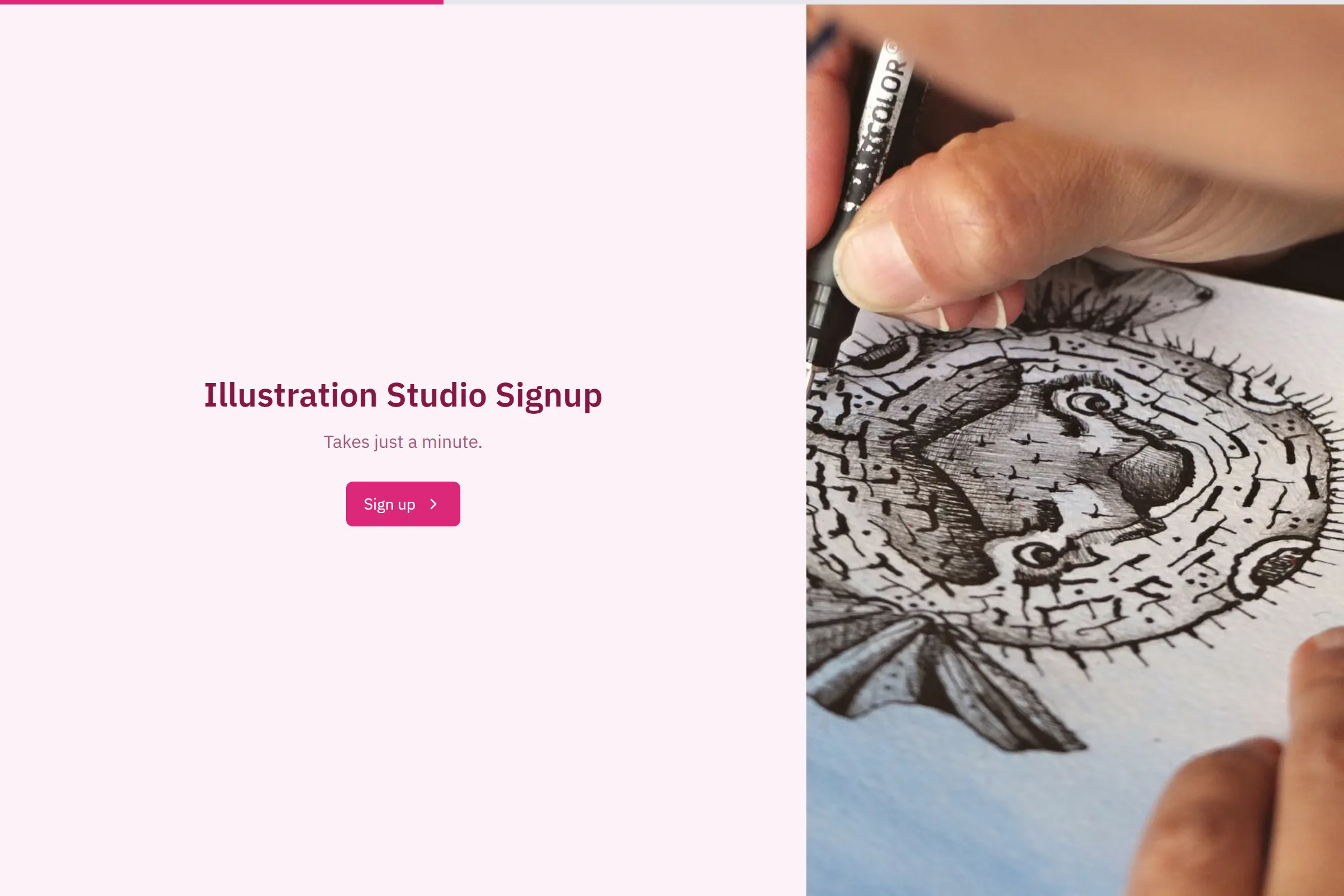 Illustration Studio Signup template preview