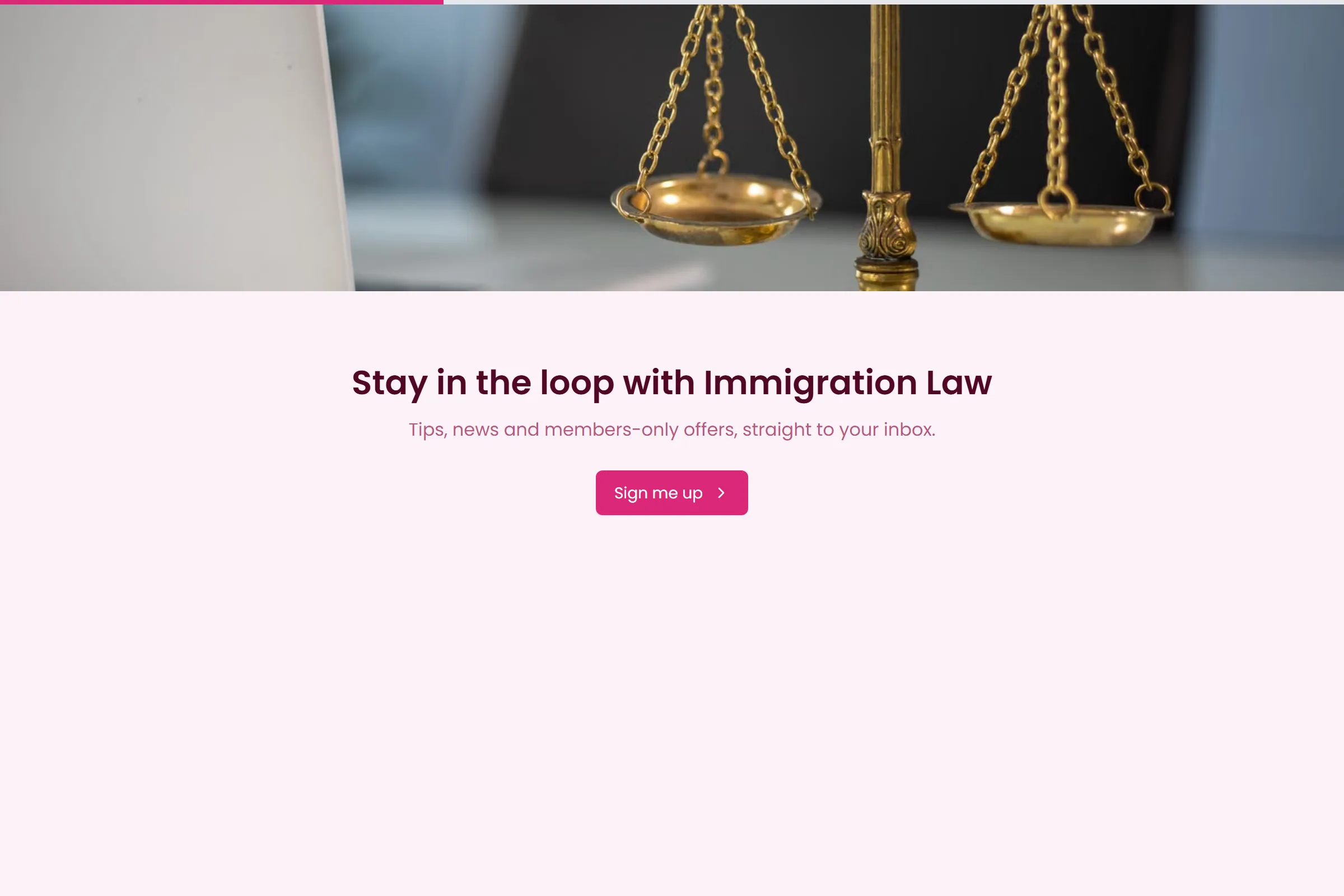Immigration Law Newsletter & Updates Signup template preview