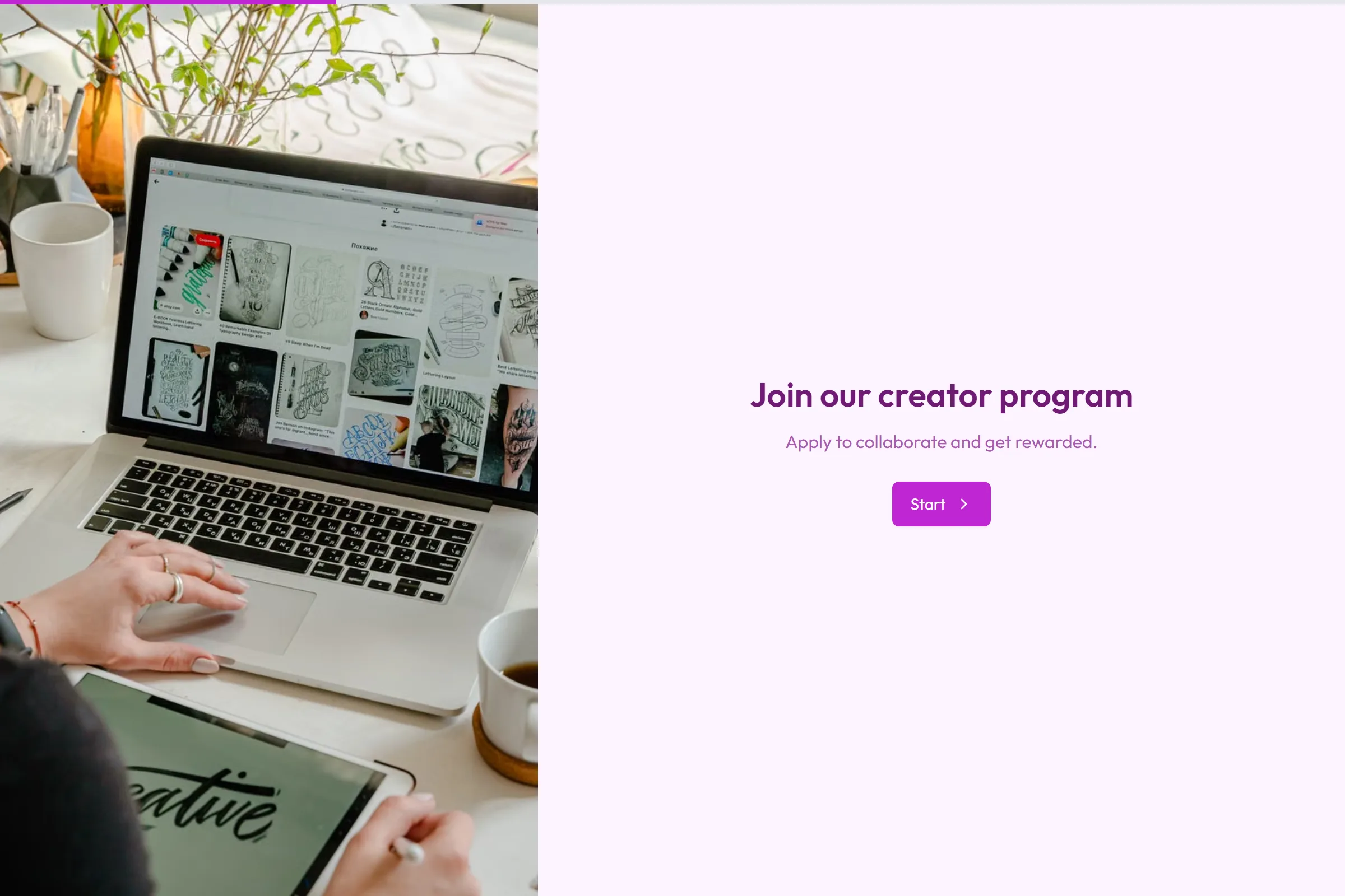 Creator / Influencer Application template preview