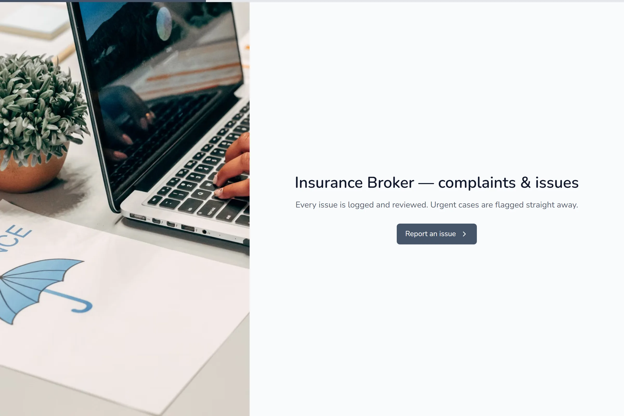 Insurance Broker Complaint / Issue Form template preview