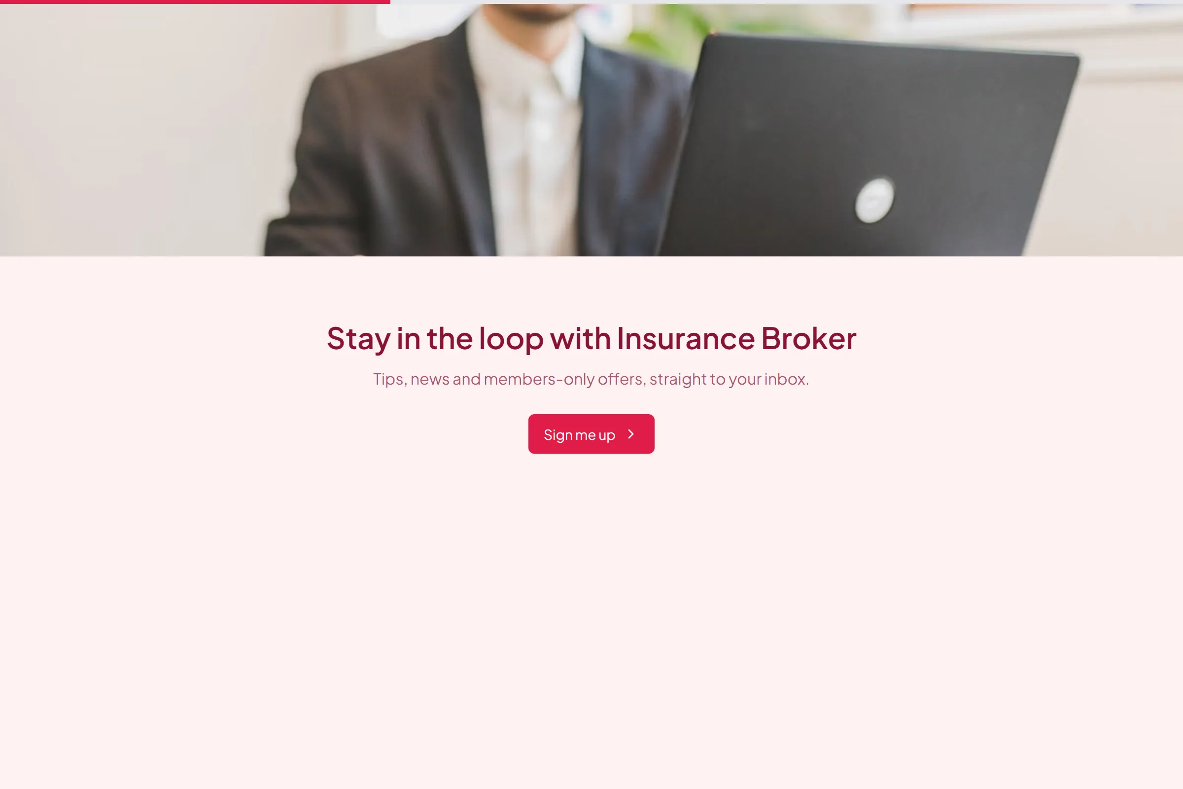 Insurance Broker Newsletter & Updates Signup template preview