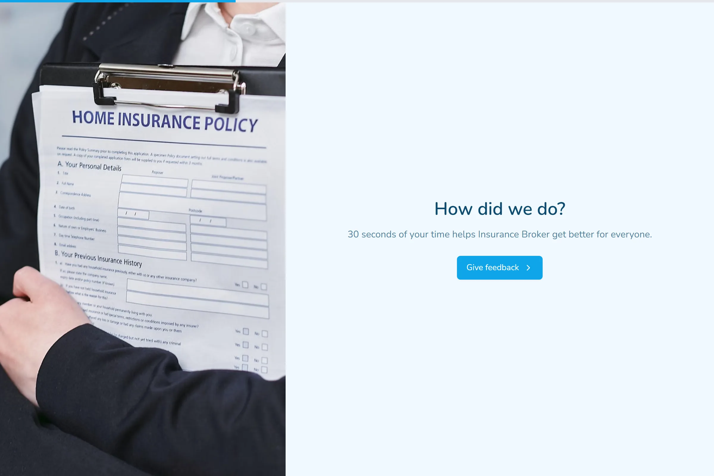 Insurance Broker Quick Feedback template preview