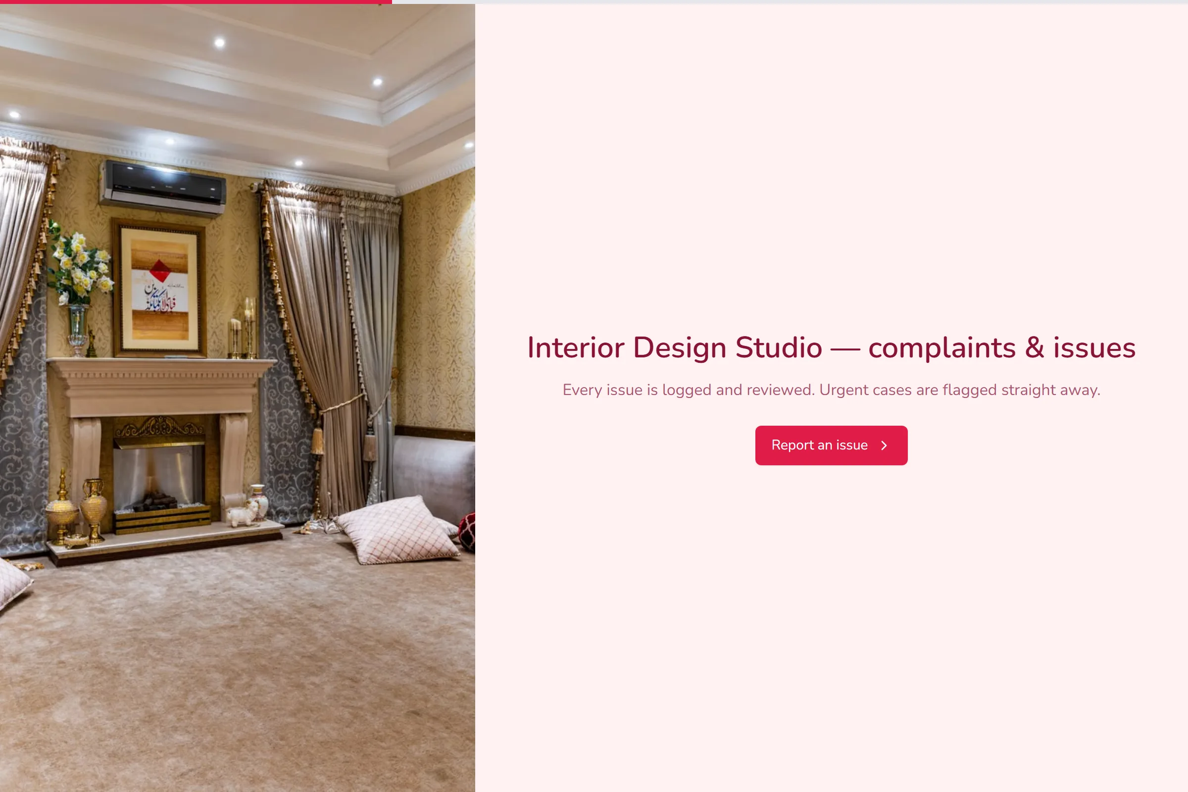 Interior Design Studio Complaint / Issue Form template preview