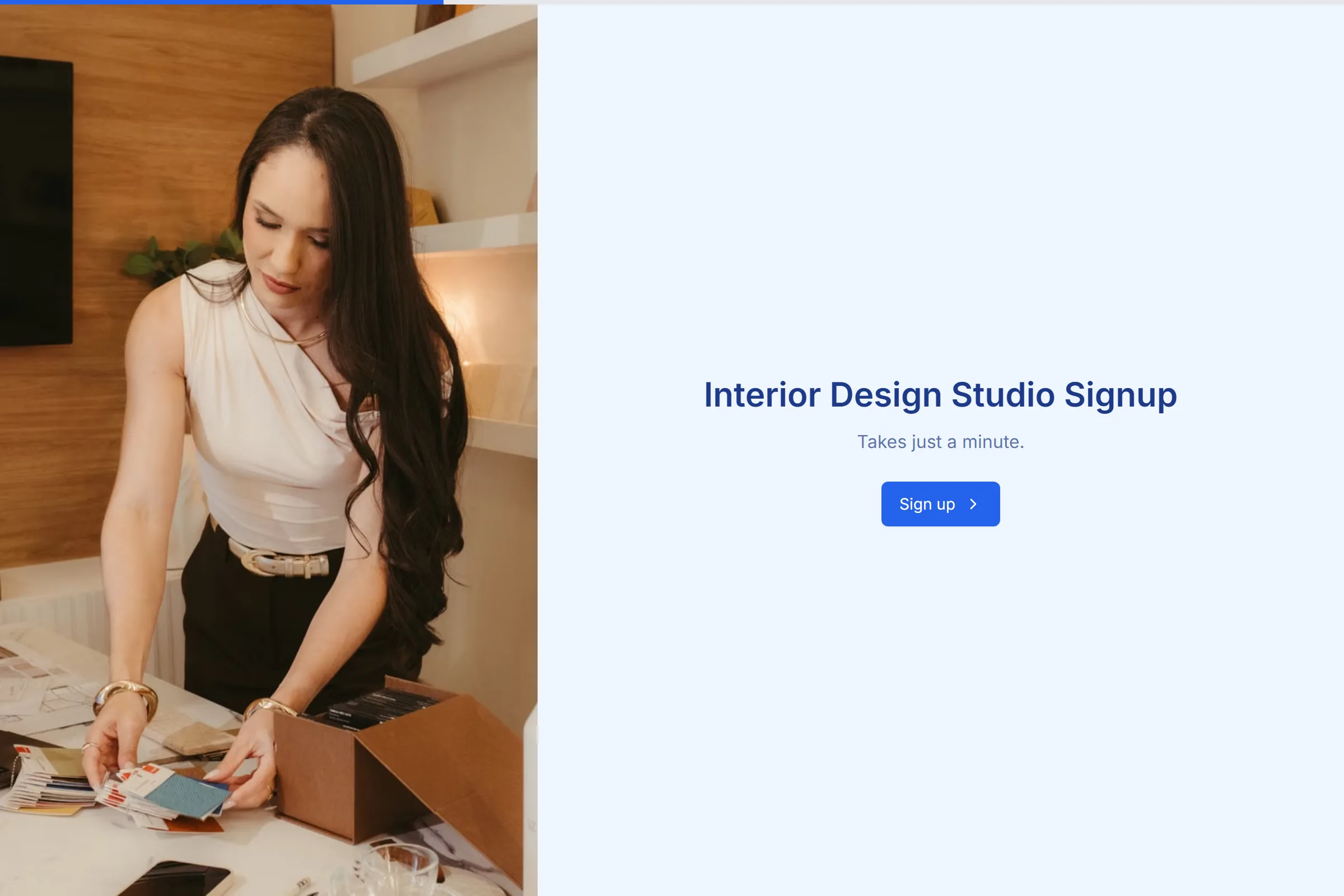 Interior Design Studio Signup template preview