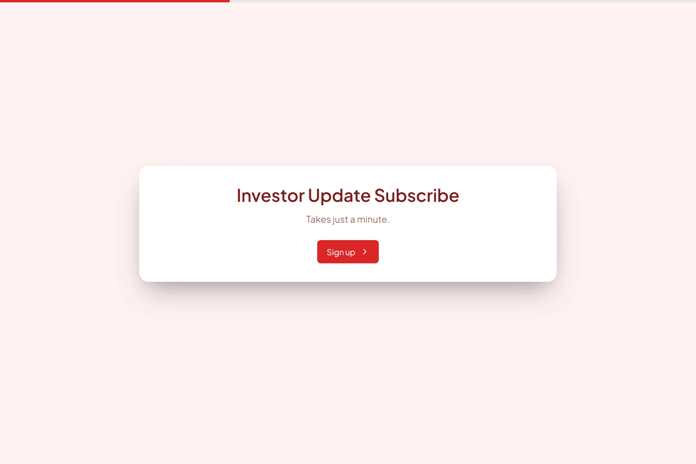 Investor Update Subscribe template preview