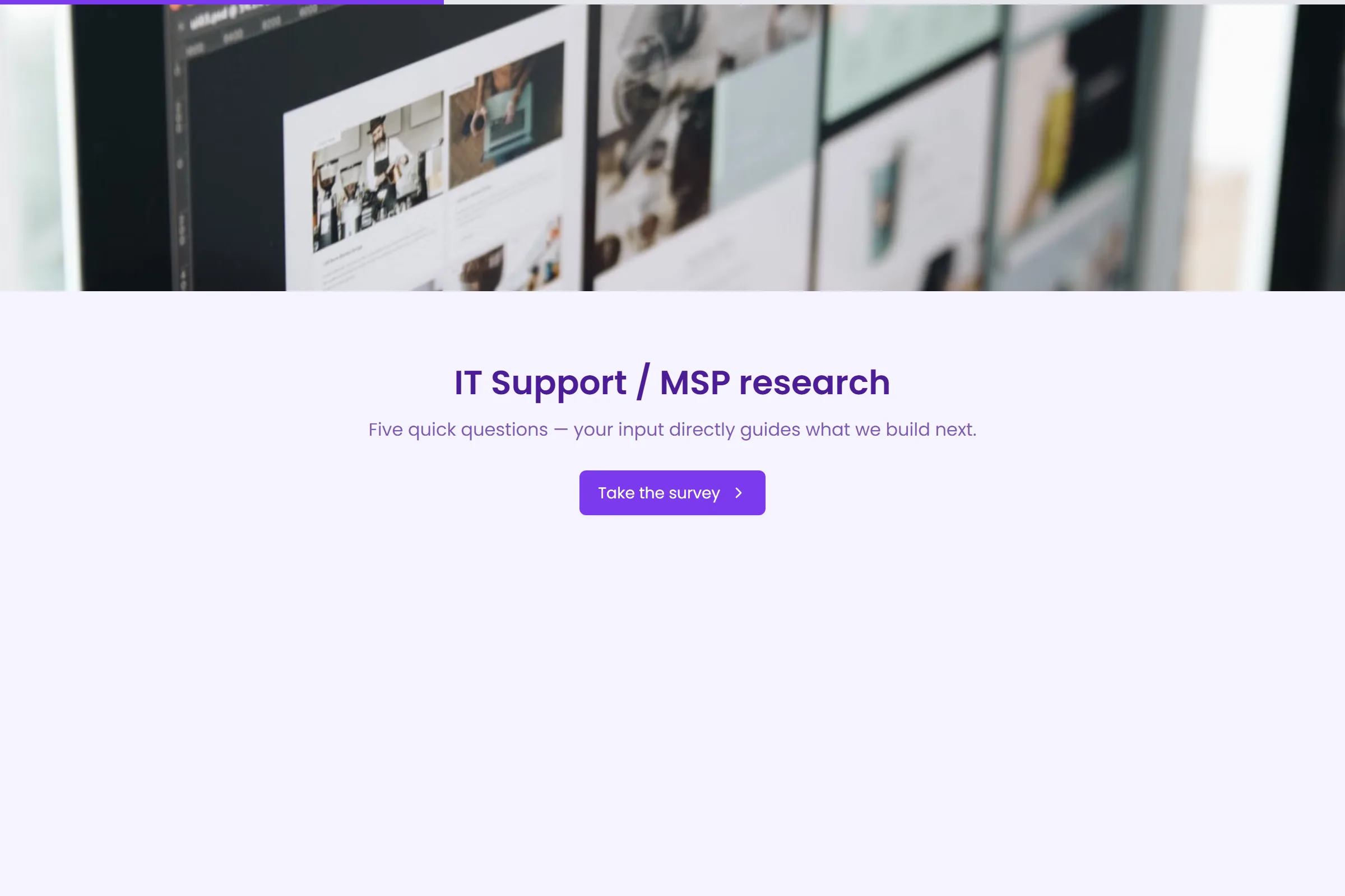 IT Support / MSP Market Research Survey template preview