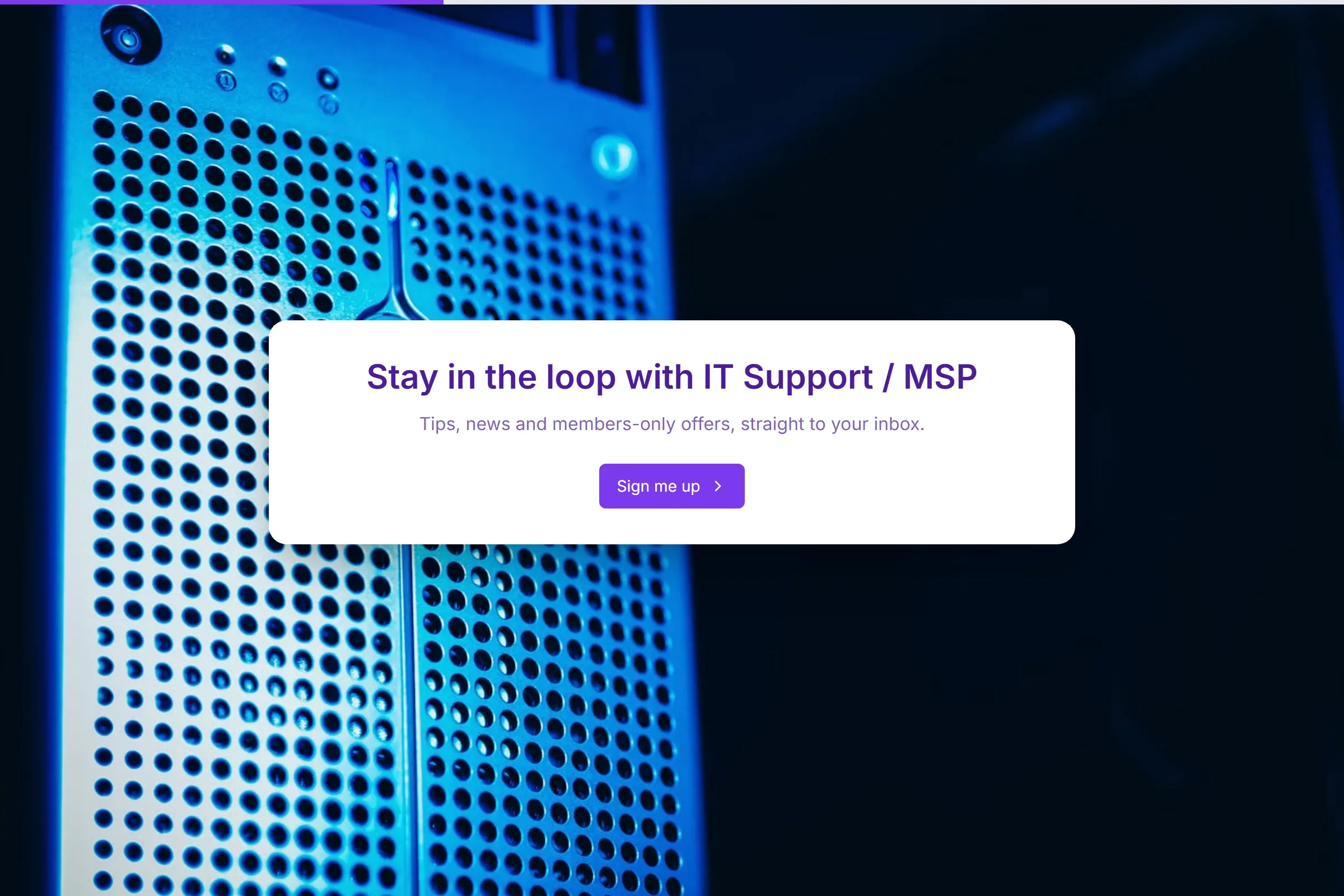 IT Support / MSP Newsletter & Updates Signup template preview