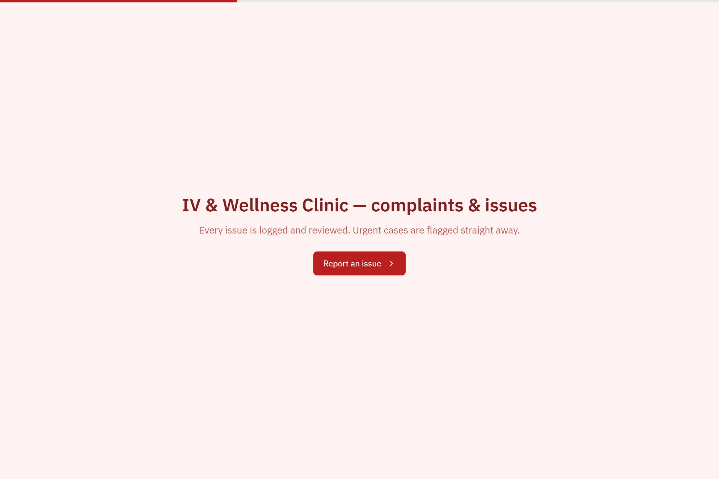 IV & Wellness Clinic Complaint / Issue Form template preview