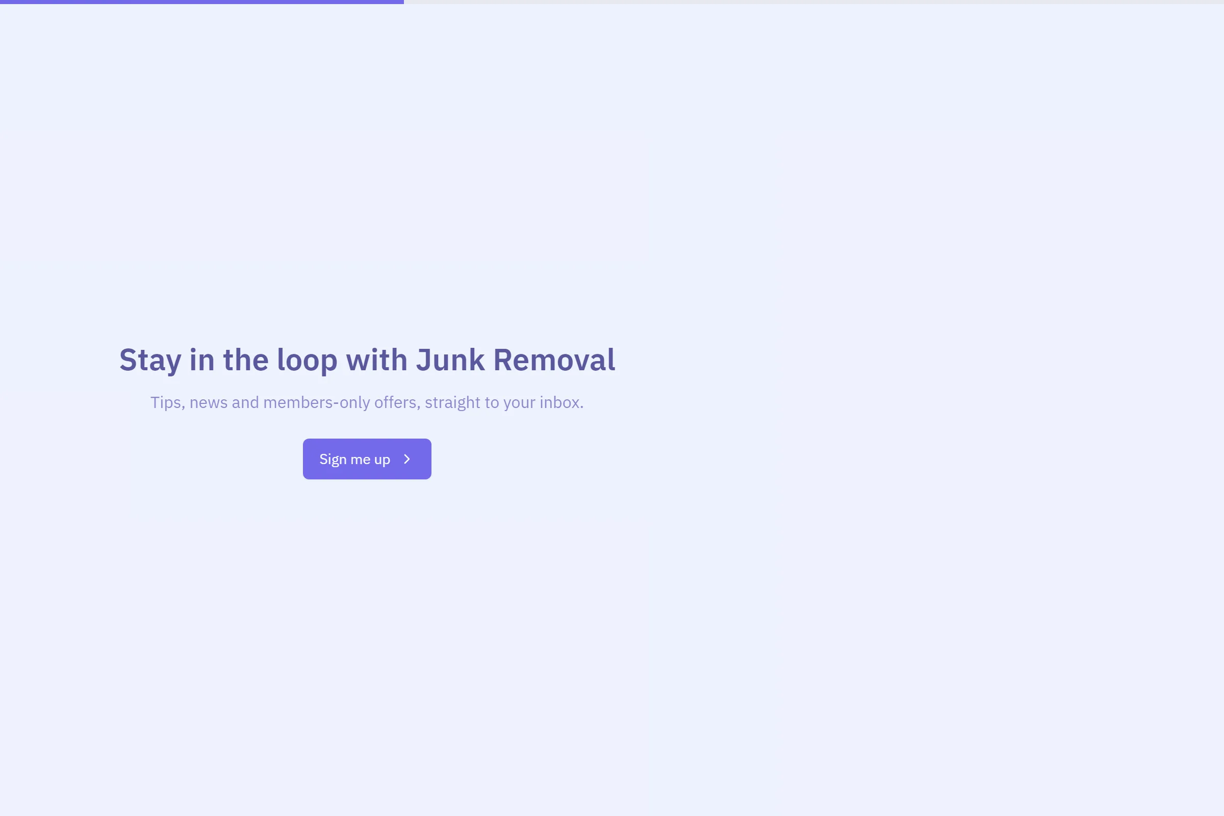 Junk Removal Newsletter & Updates Signup template preview