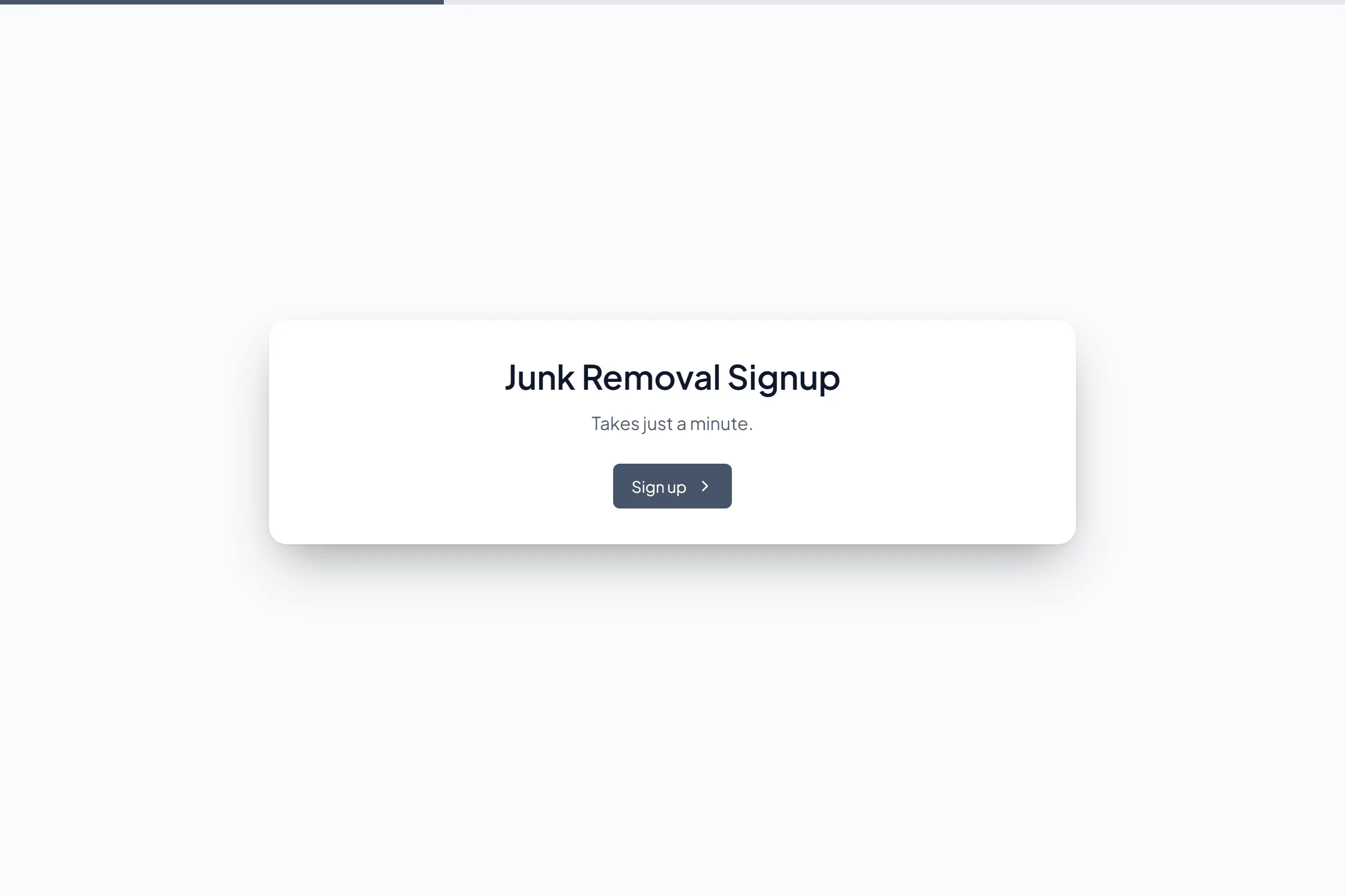 Junk Removal Signup template preview