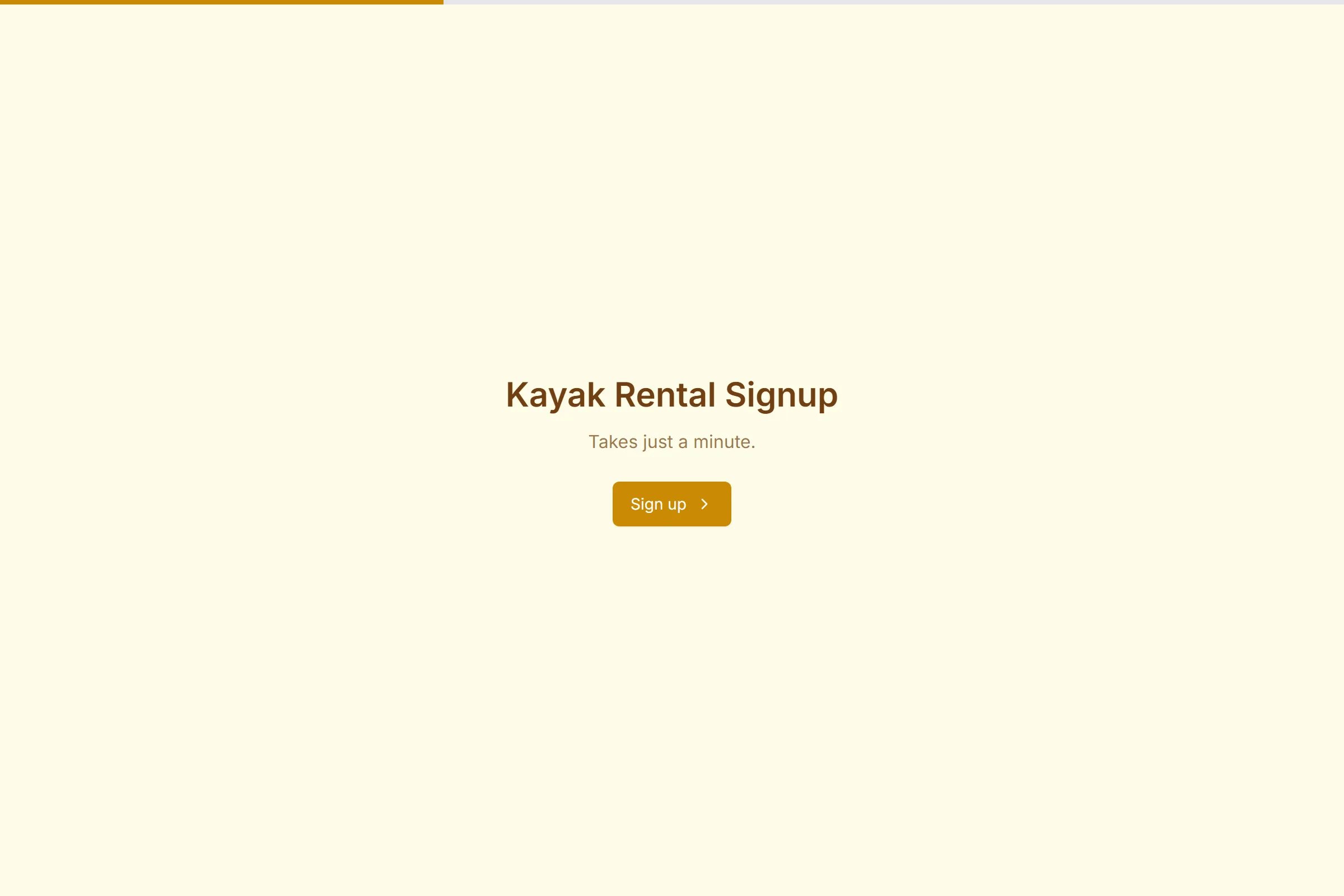 Kayak Rental Signup template preview