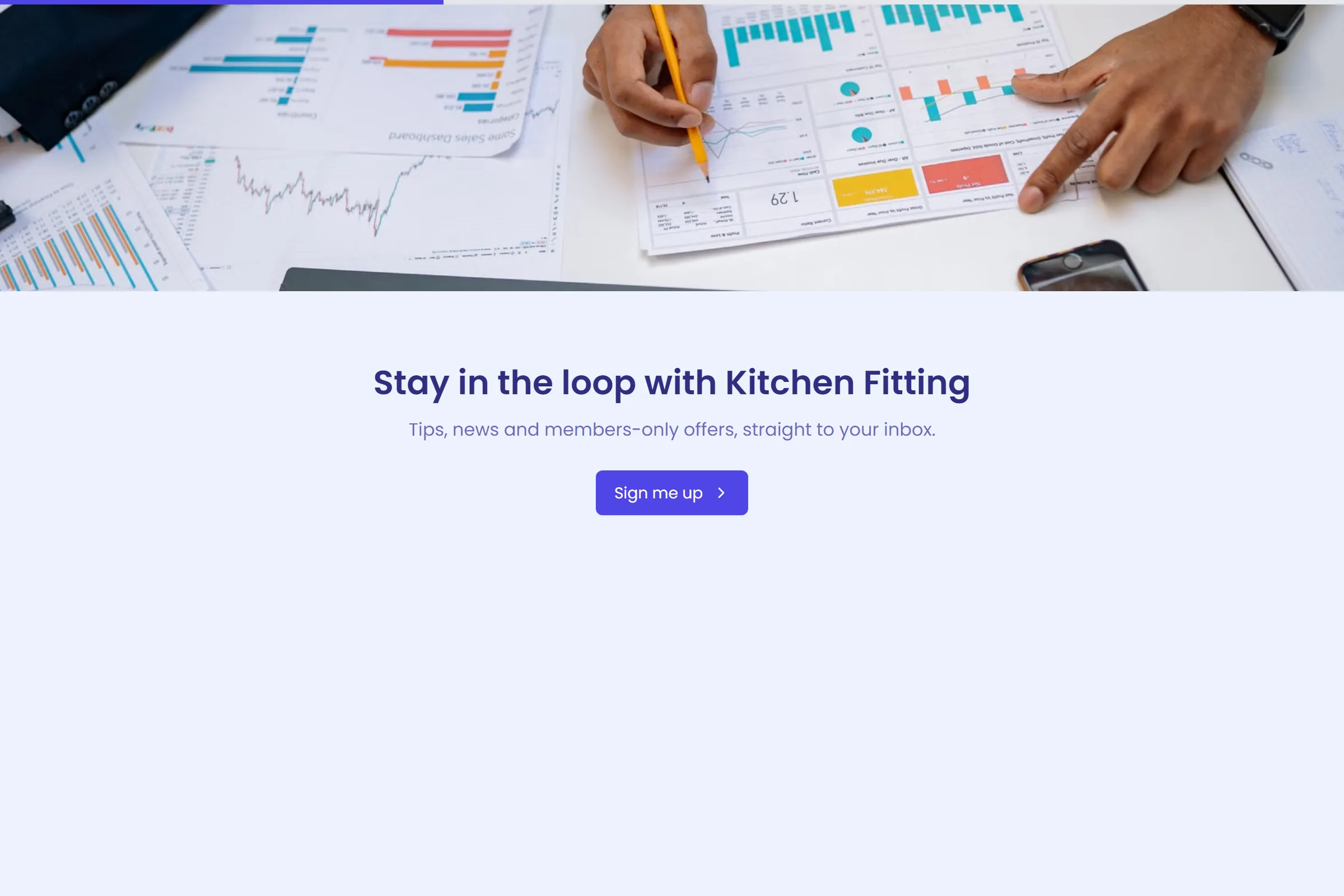 Kitchen Fitting Newsletter & Updates Signup template preview