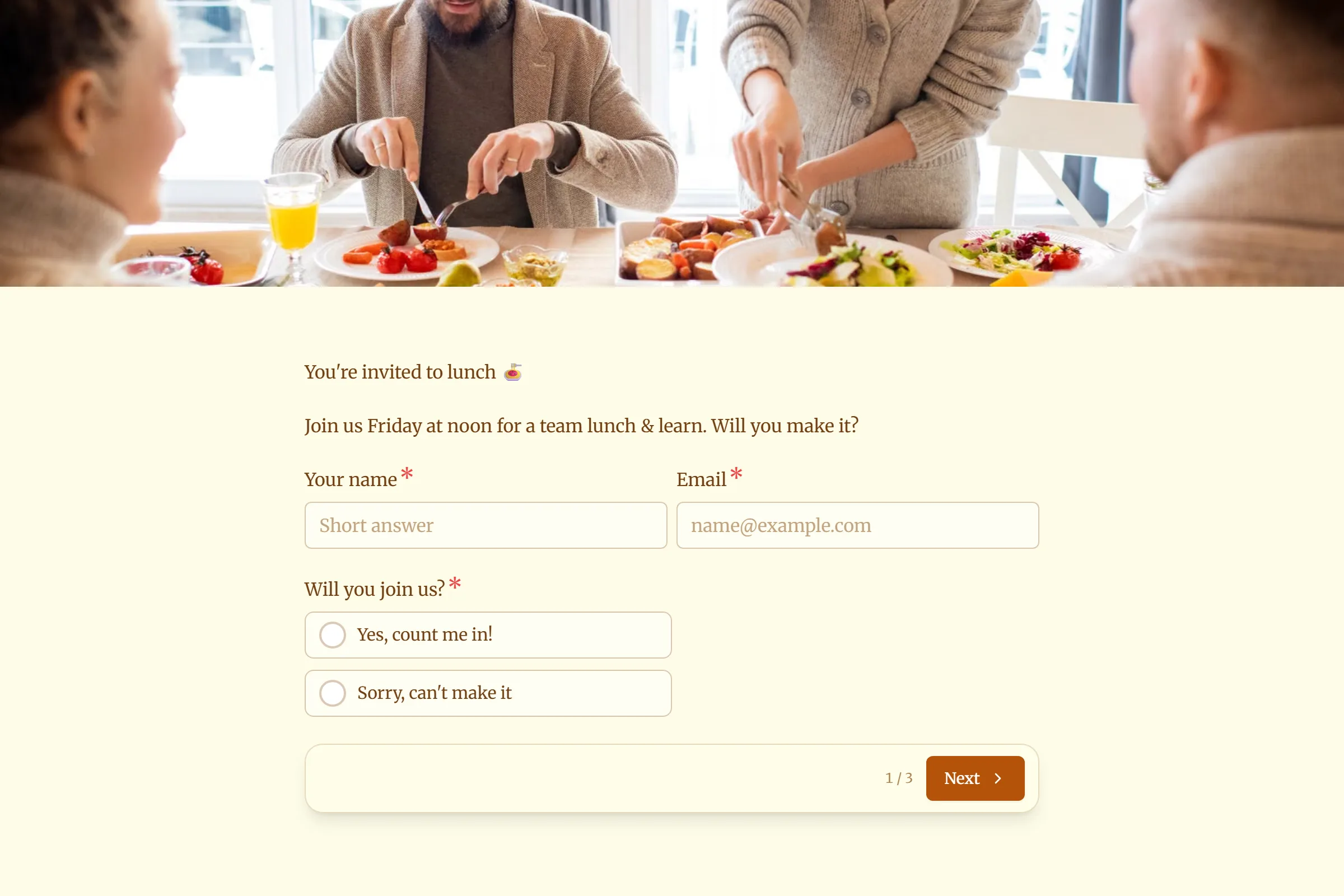 Lunch Invitation RSVP template preview