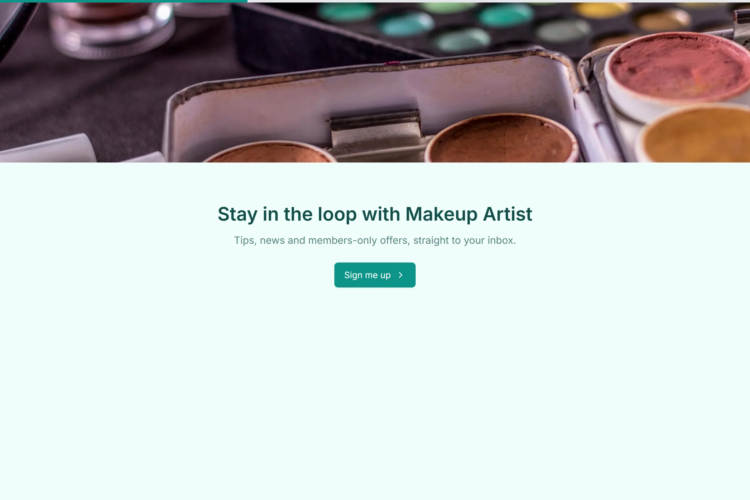 Makeup Artist Newsletter & Updates Signup template preview