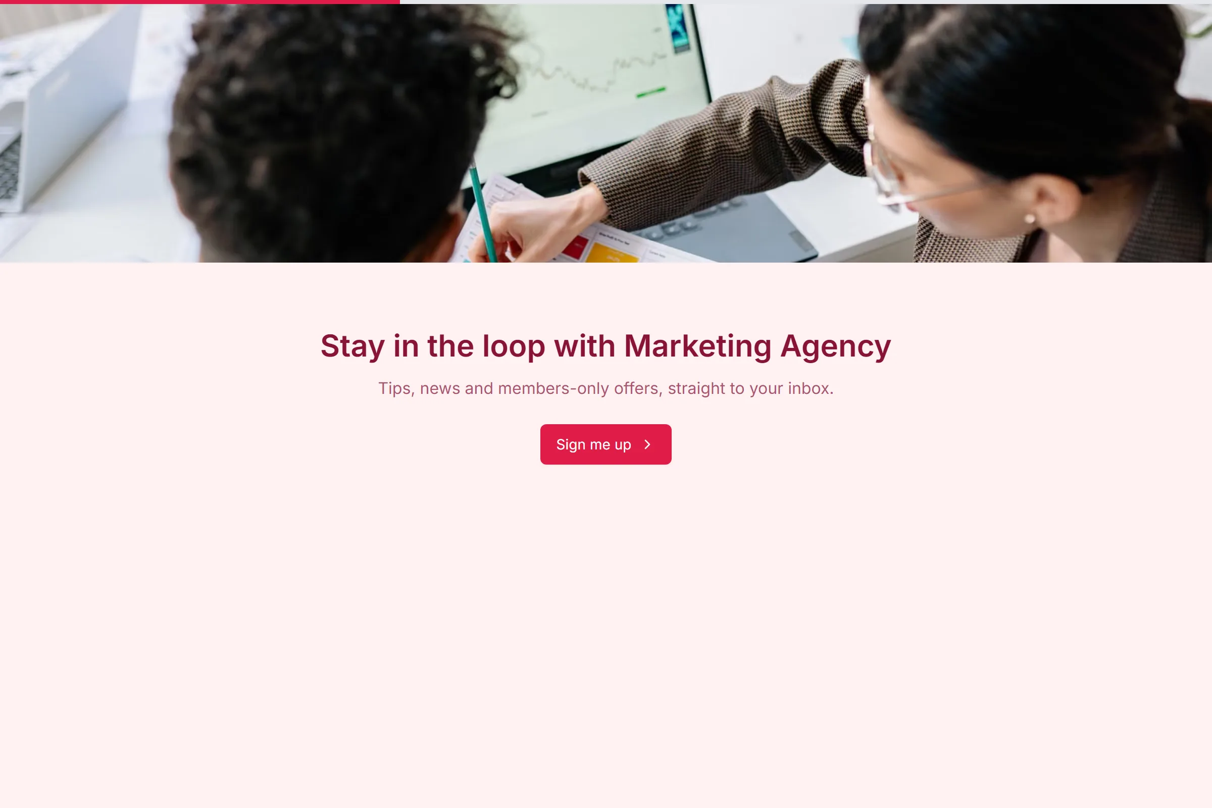 Marketing Agency Newsletter & Updates Signup template preview