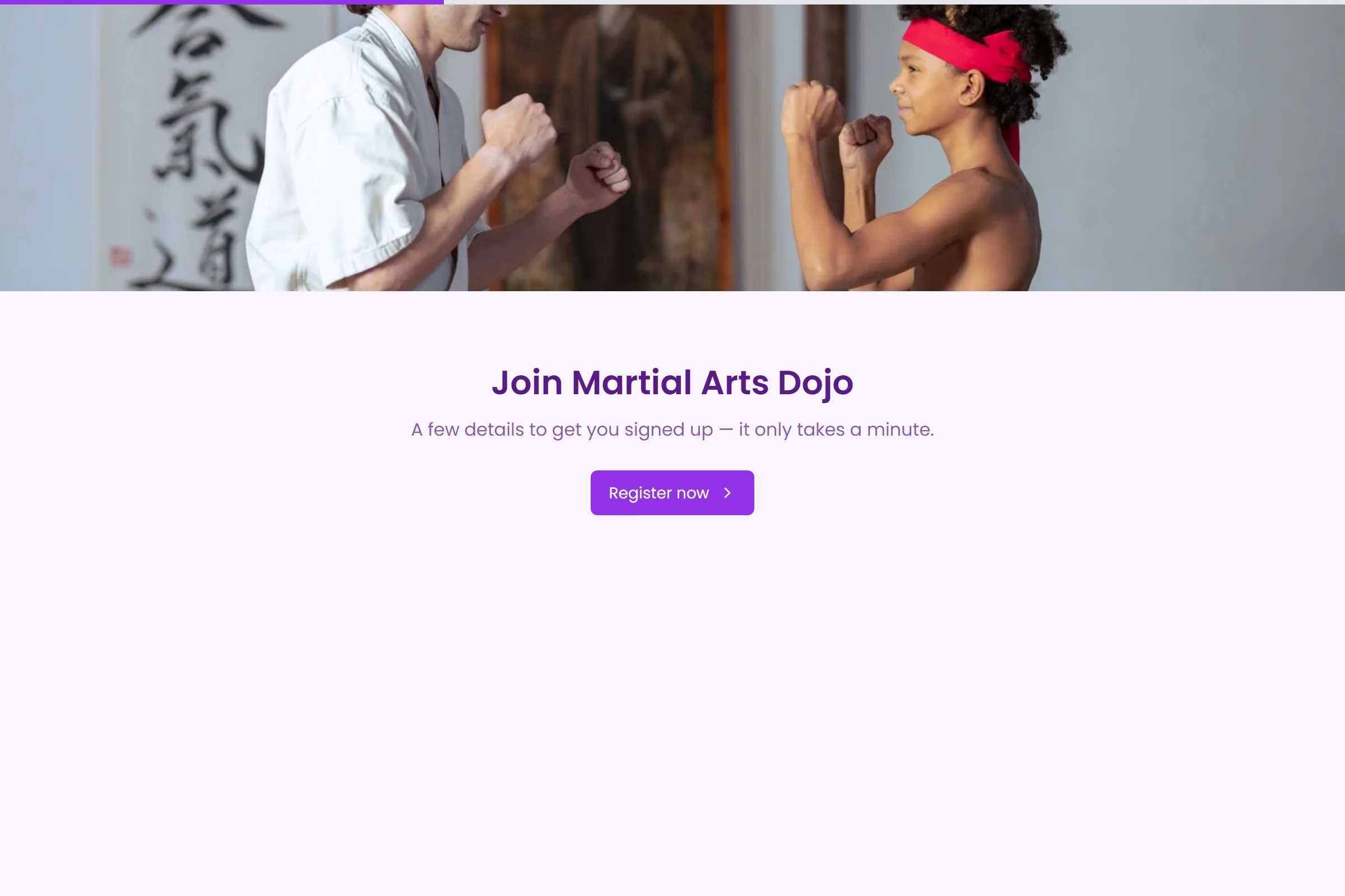 Martial Arts Dojo Class Registration template preview