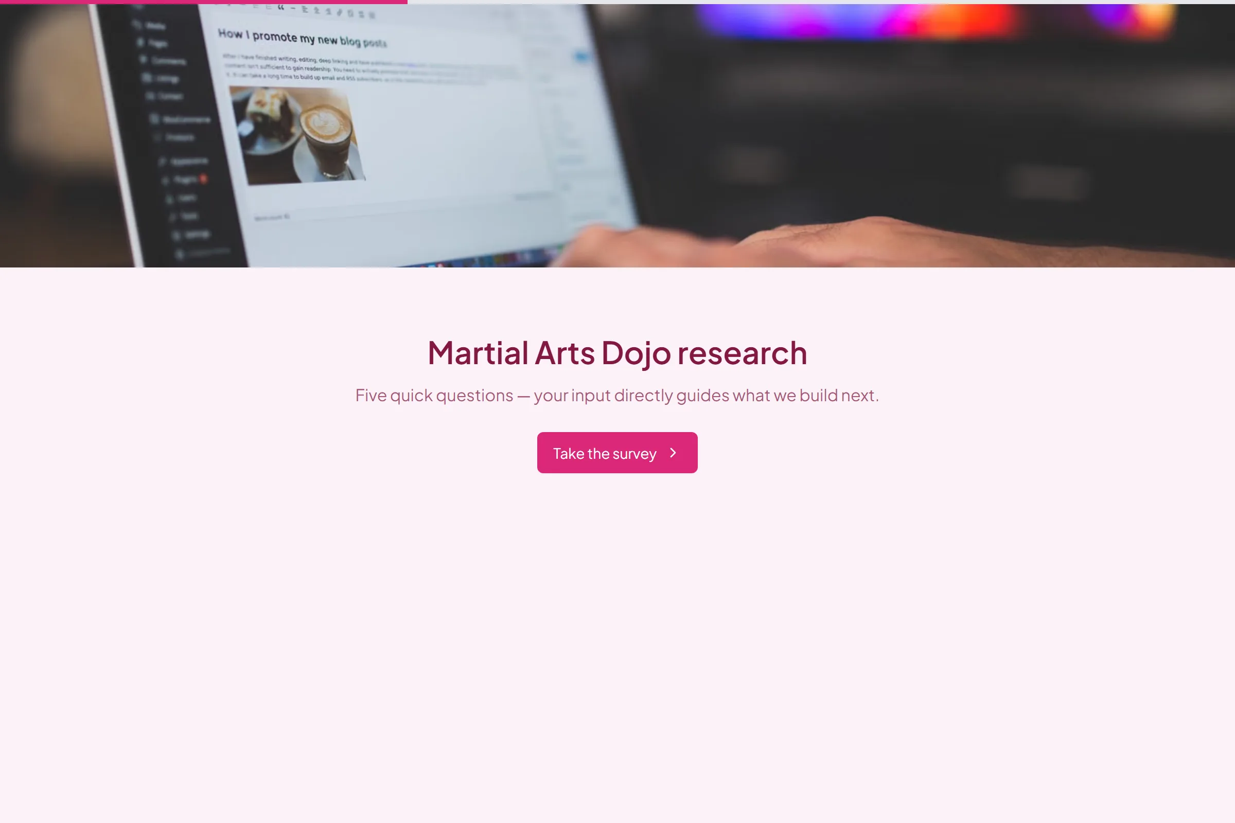 Martial Arts Dojo Market Research Survey template preview